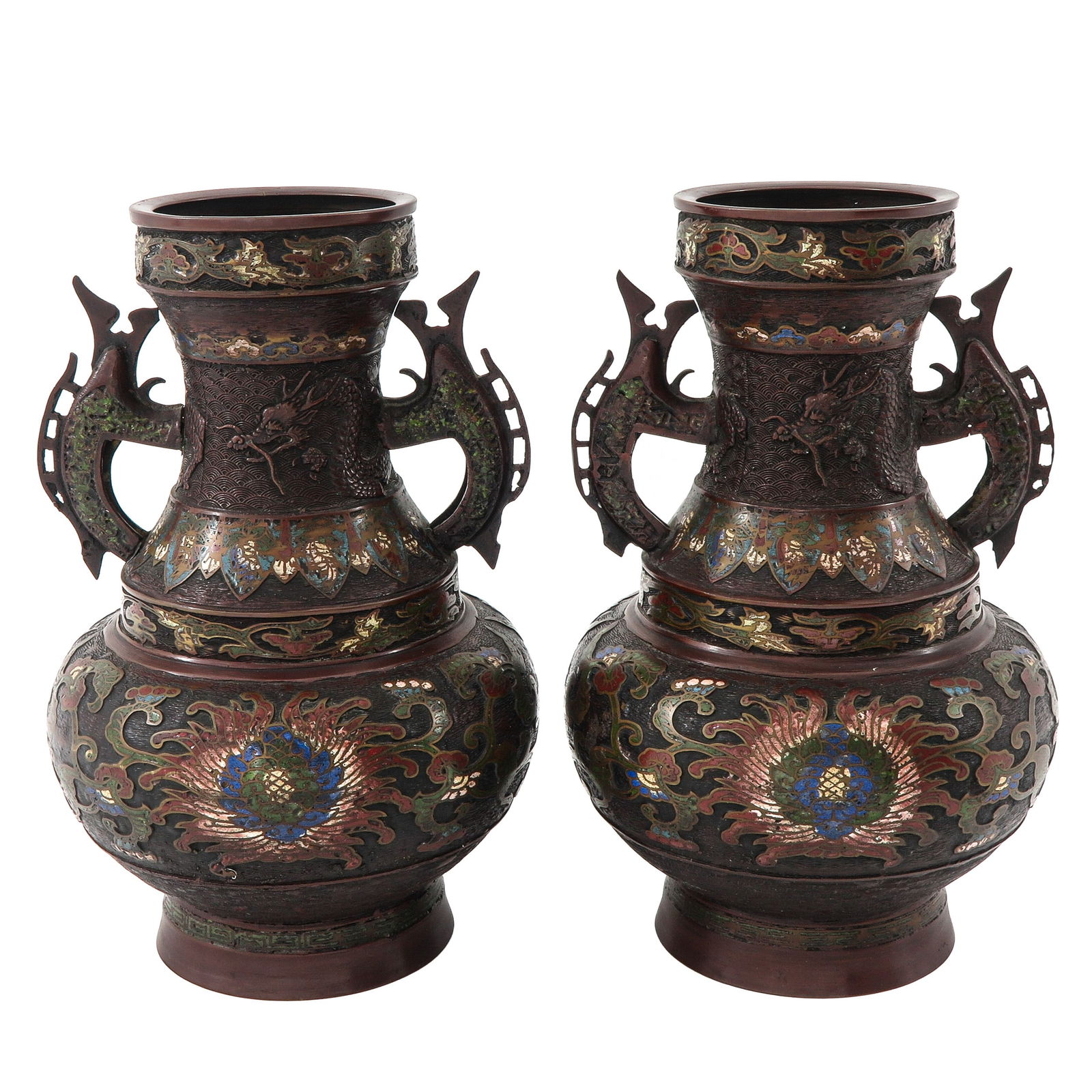 A Pair of Japanese Cloisonne Vases (1 of 6)