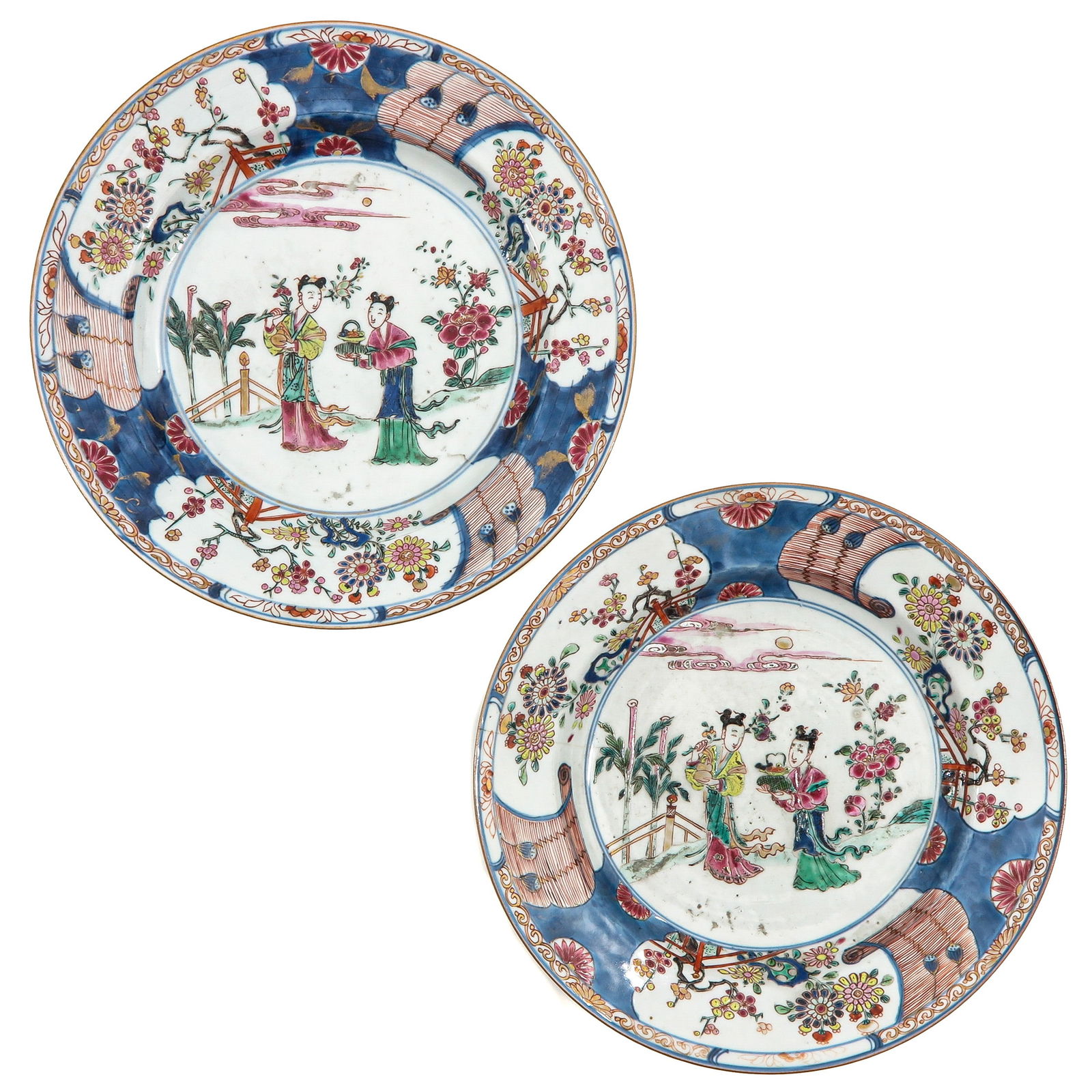 A Pair of Polychrome Decor Plates (1 of 6)