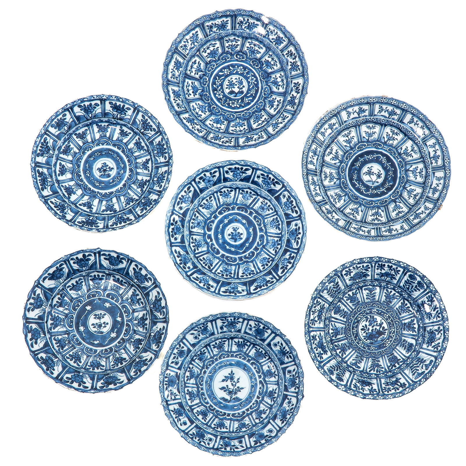 A Group of 7 Blue and White Plates (1 of 8)