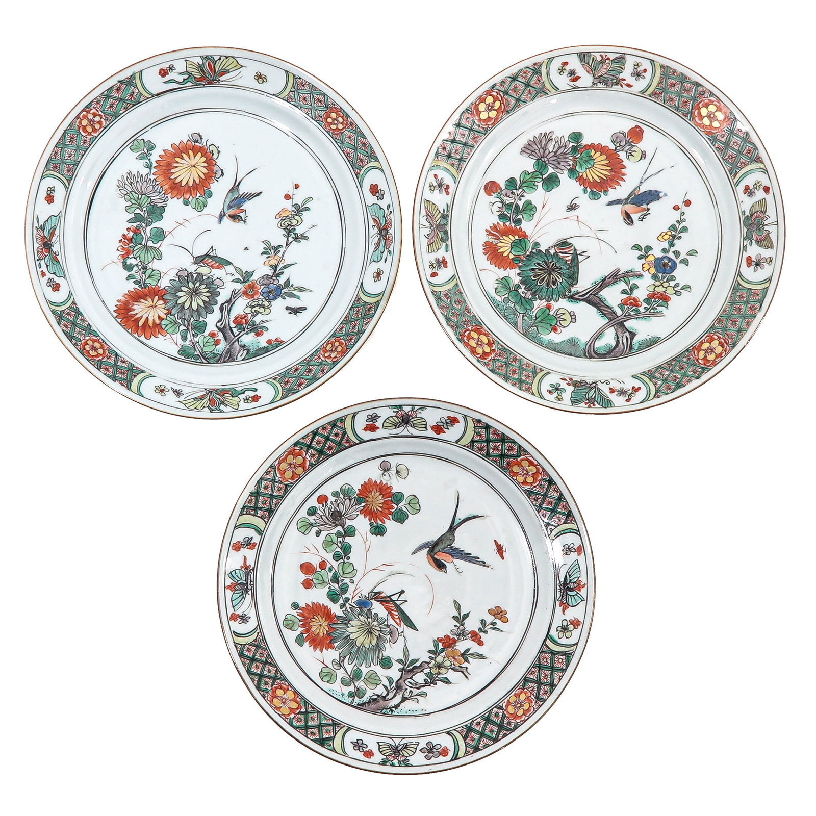 A Series of 3 Famille Verte Plates (1 of 8)