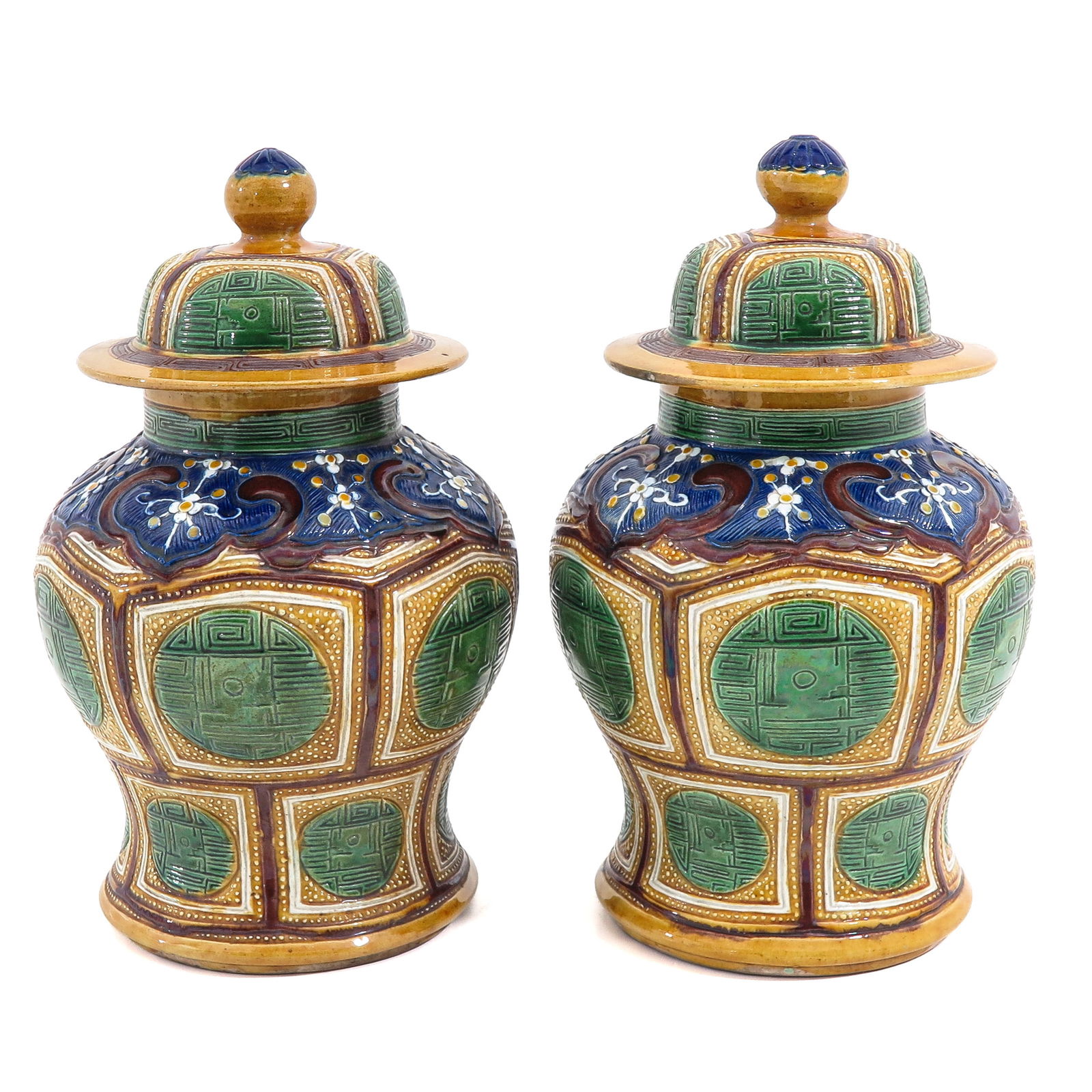 A Pair of Polychrome Stoneware Vases (1 of 6)