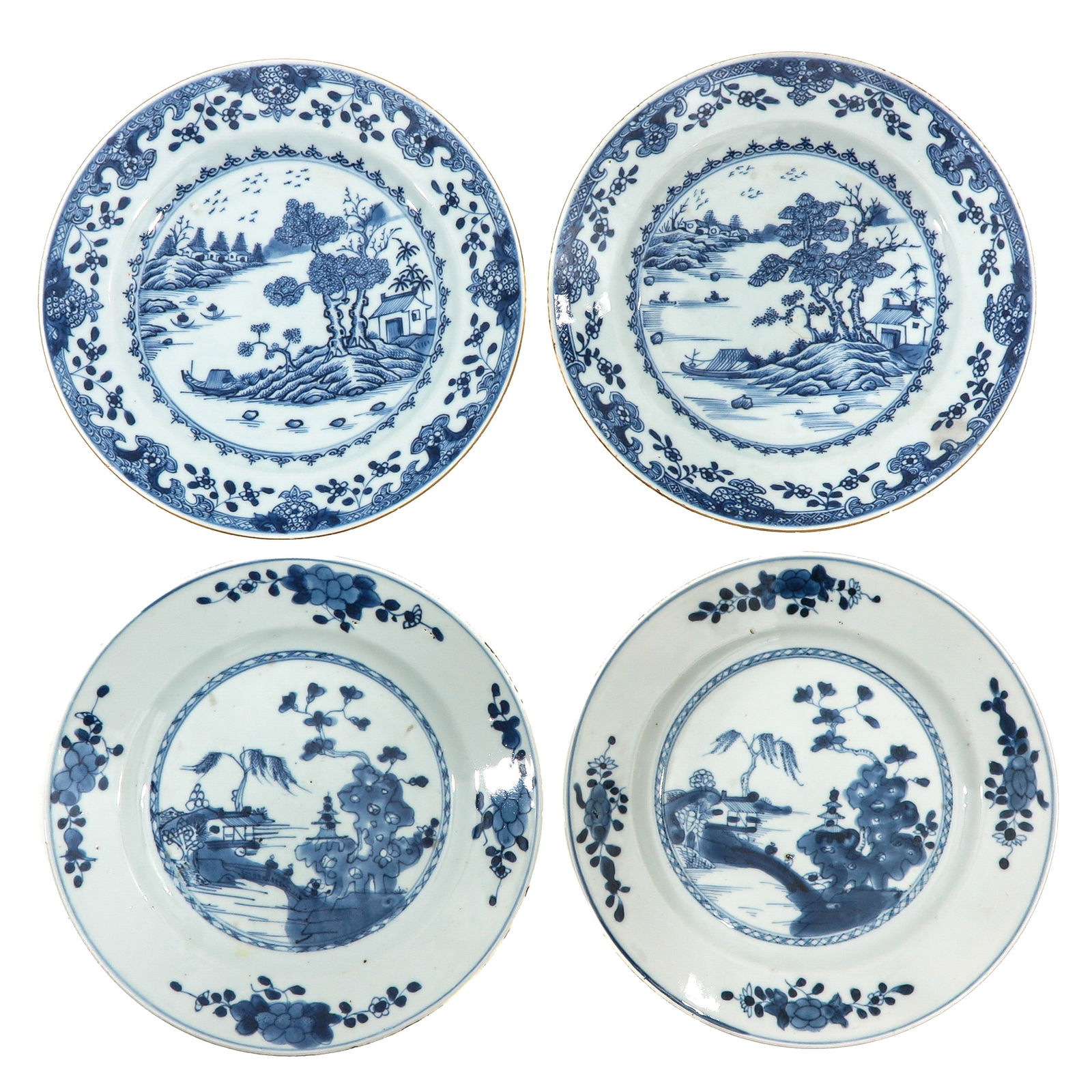 A Group of 4 Blue and White Plates (1 of 6)