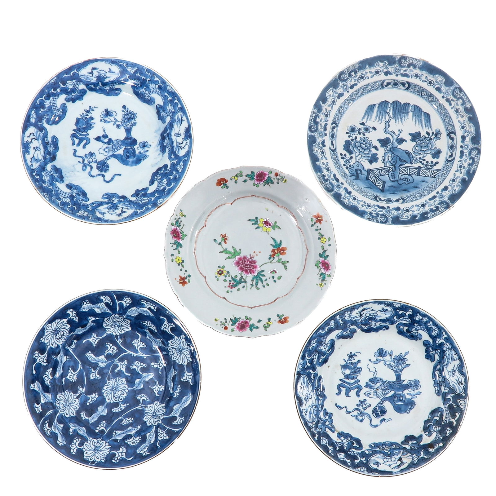 A Series of 5 Blue and White Plates (1 of 8)