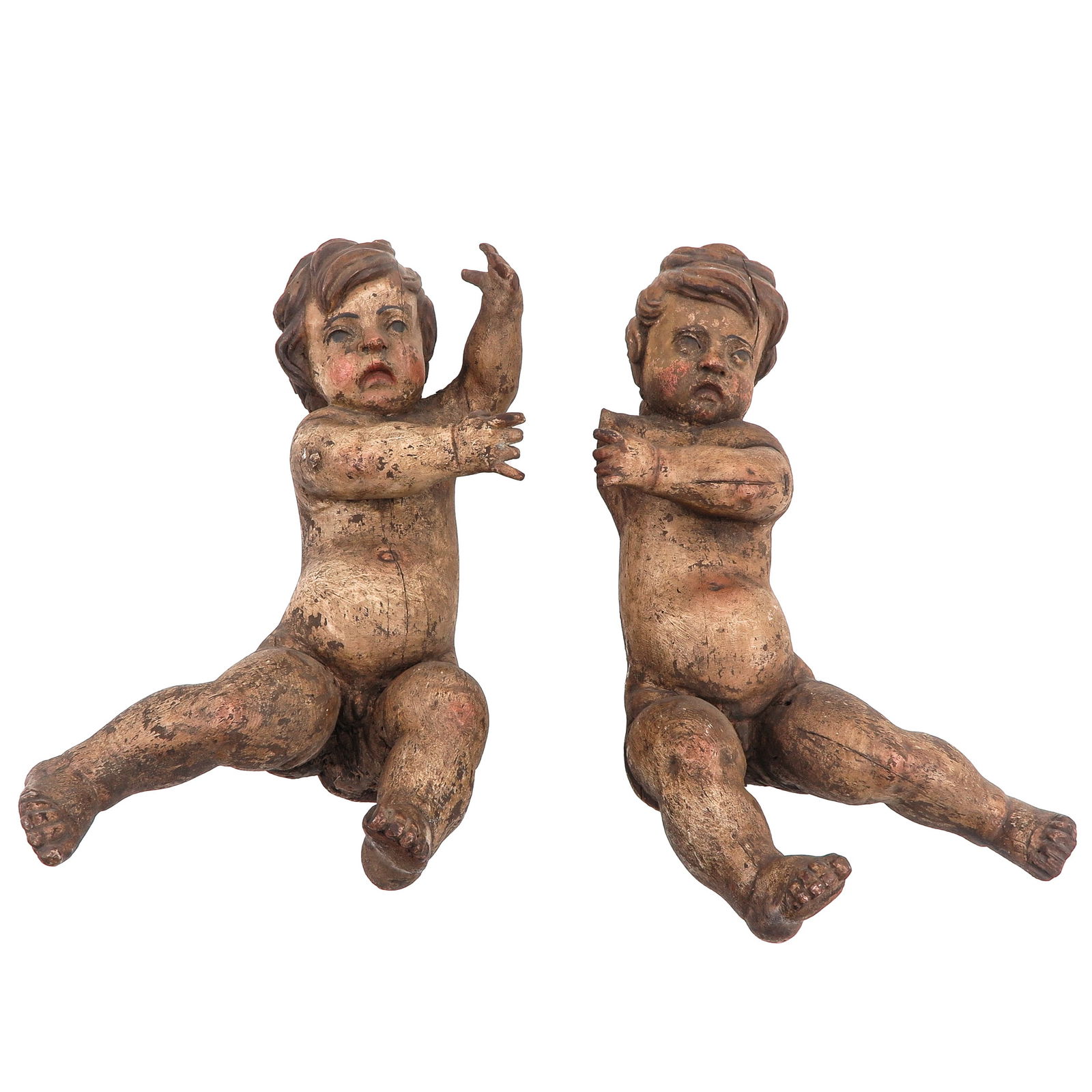 A Pair of Carved Wooden Putti (1 of 8)