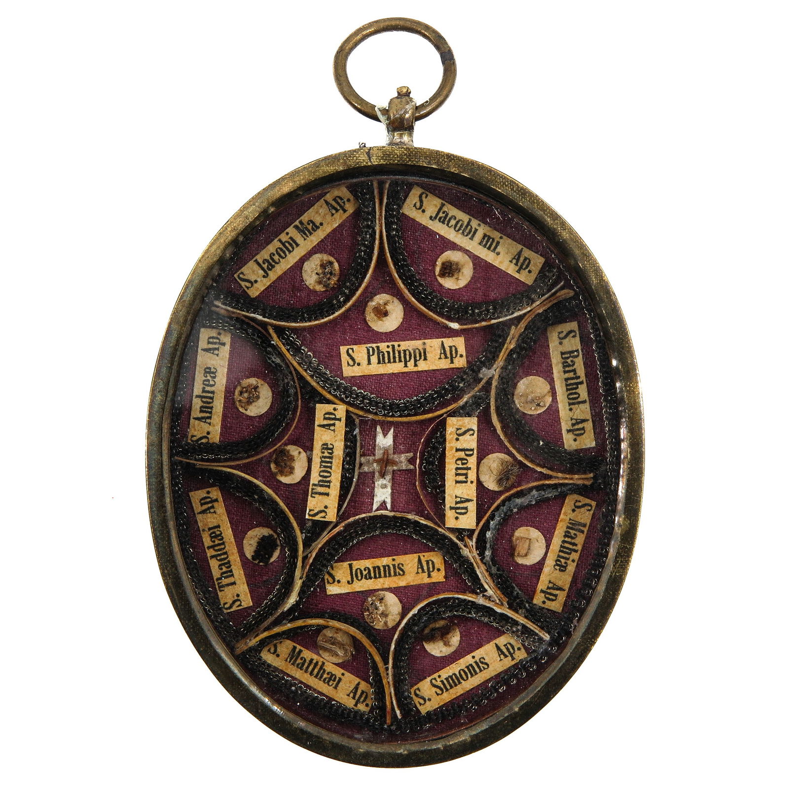 A Sealed multi-theca: Containing relics of the Holy Cross and of the Twelve Apostles, length 11 cm. You are purchasing the theca; the relics are a gift.