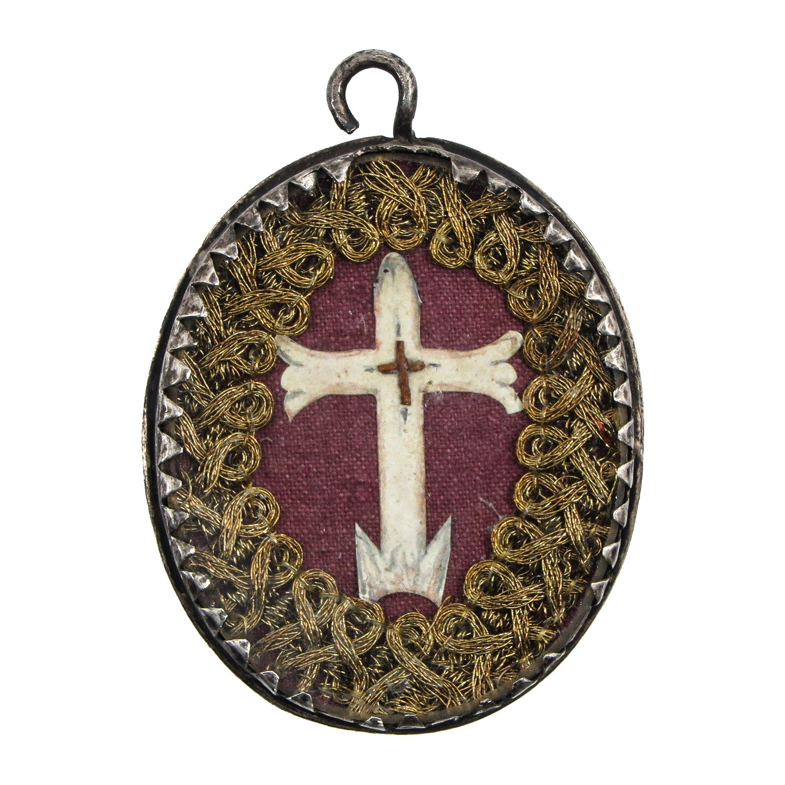 A Sealed Theca: 18th century, containing a relic of the Holy Cross, length 6 cm. You are purchasing the theca; the relics are a gift.