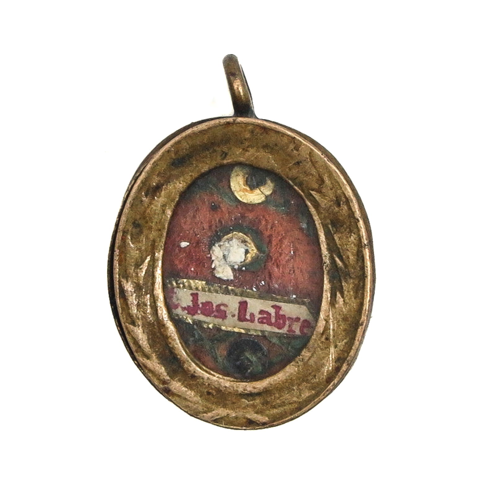 A Sealed Reliquary Pendant: Containing a relic of Saint Benedict Joseph Labre, Confessor (patron of the homeless, pilgrims, and the poor), length 2 cm, with certificate. You are purchasing the theca; the relics are a gift.
