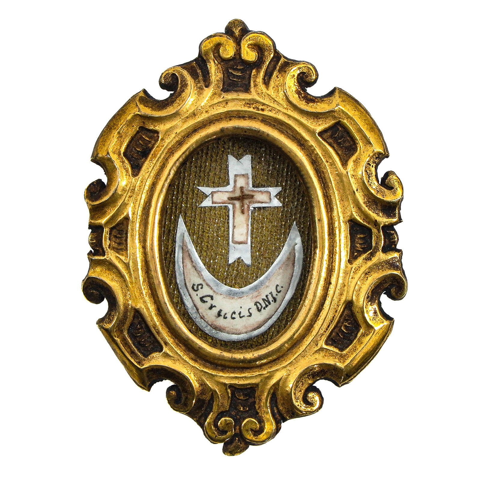 A Sealed Theca: Containing a relic of the Holy Cross, length 6.5 cm. cm., you buy the theca, the relics are a gift.
