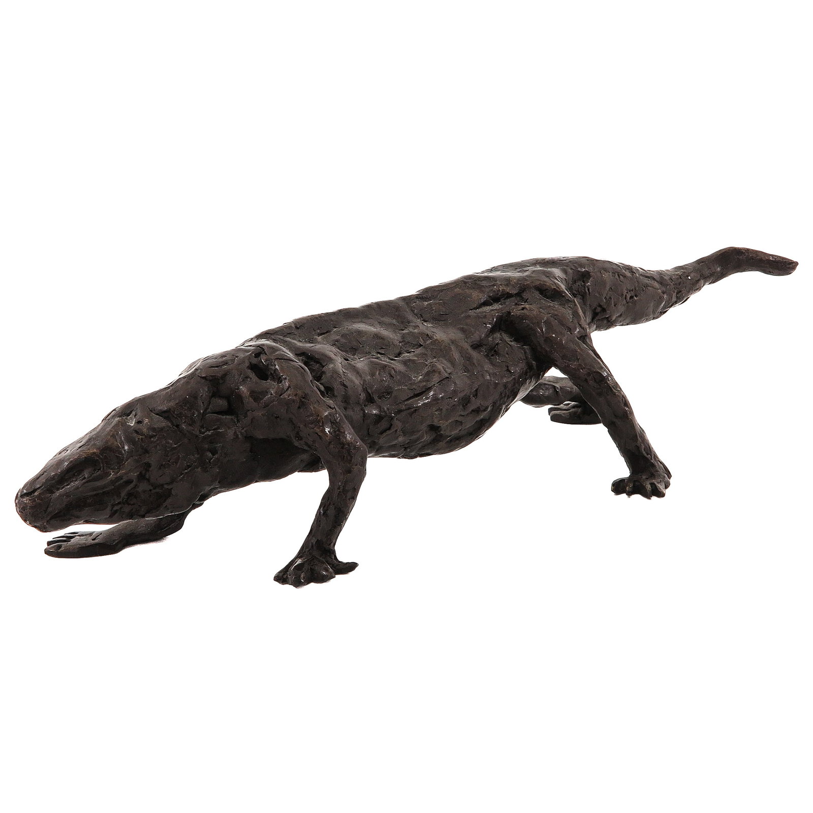 A Sculpture by Peter Kortekaas: by Peter Kortekaas, depicting a large Komodo dragon, 37 x 9 cm Edition of 12 pieces