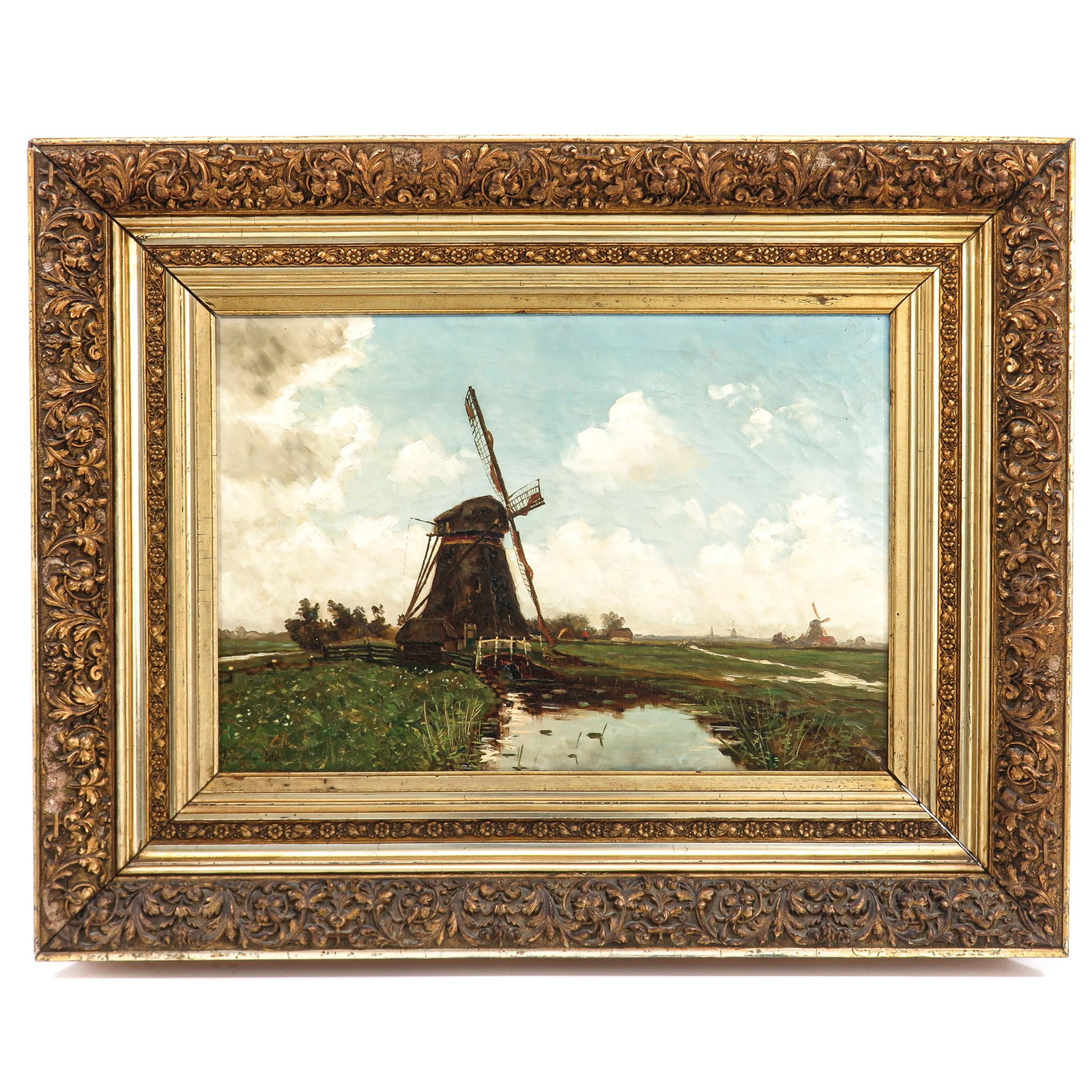 An Oil on Canvas Painting: oil on canvas, depicting a mill on a waterway, signed Hendrik Dirk Kruseman van Elten, 1890, 65 x 44 cm