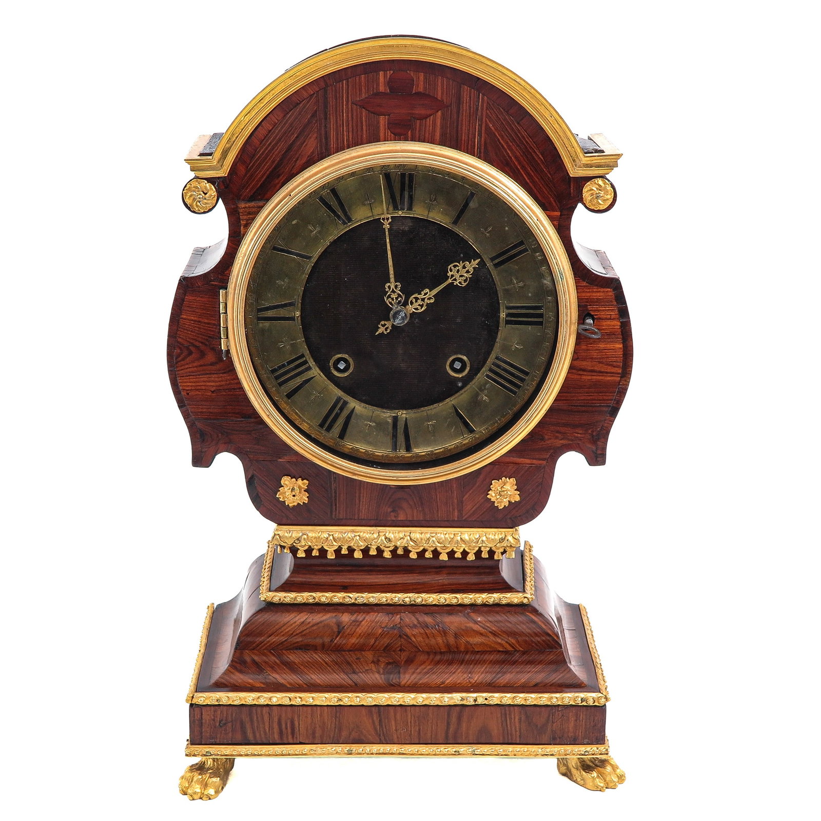 A Tête de Poupée: Louis XIV, rosewood veneered and fitted with gilded bronze fittings, movement signed Gaudron á Paris, height 52 cm