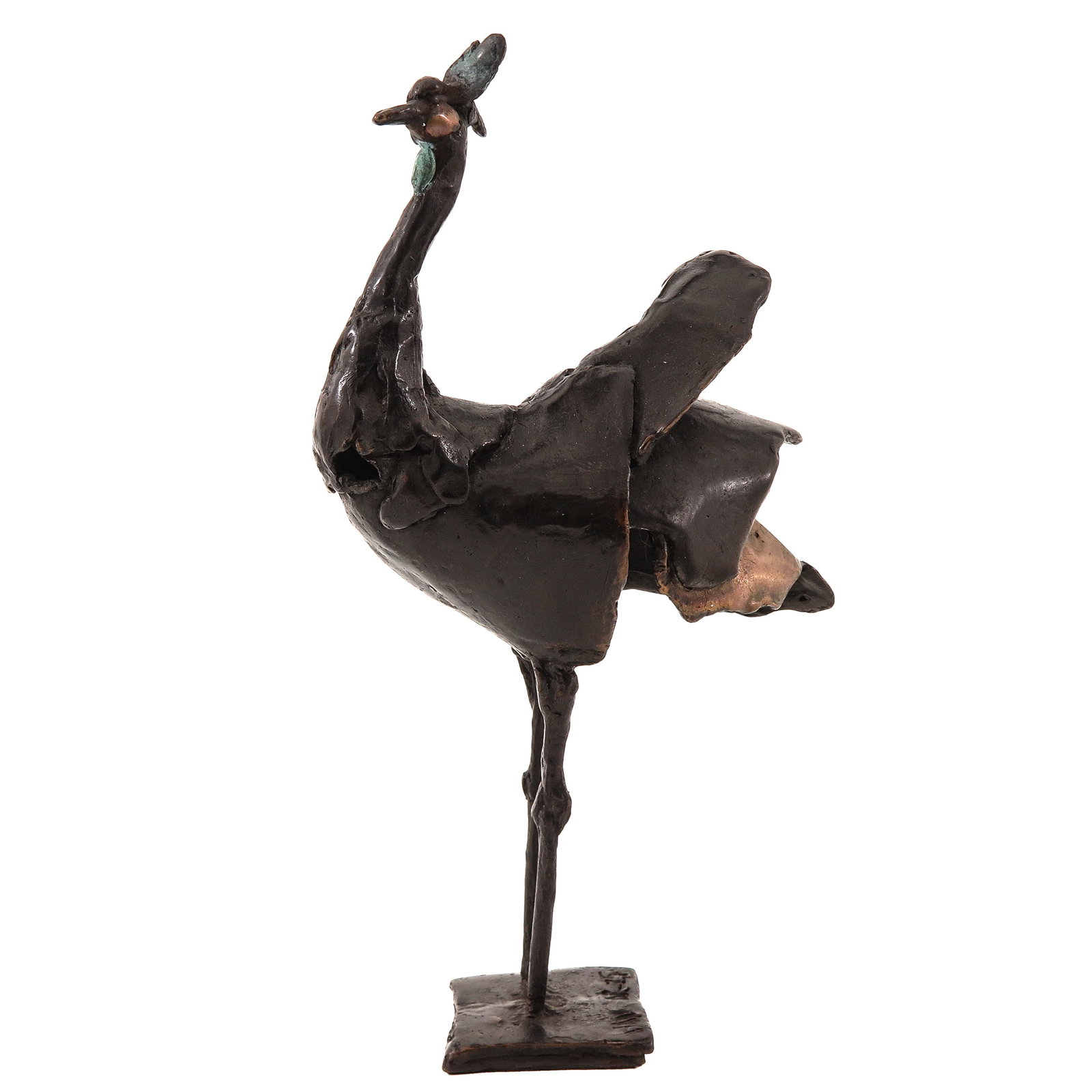 A Sculpture Signed Jozephine Wortelboer: of a stylized crane, signed, Jozephine Wortelboer, 1999, bronze, height 25 cm