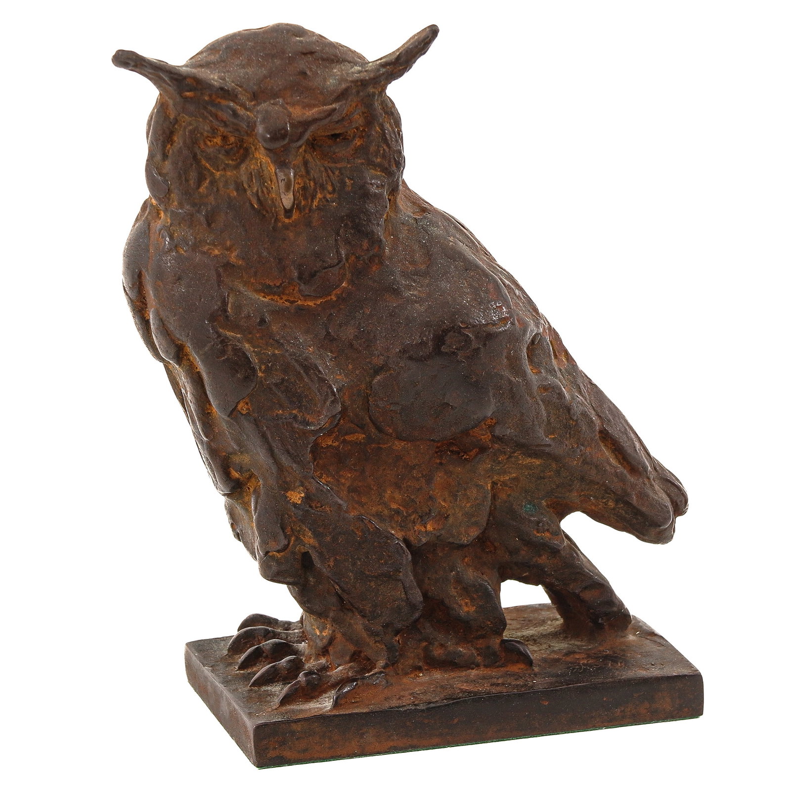 A Bronze Owl Sculpture: of an owl, bronze, signed (illegible), height 15 cm