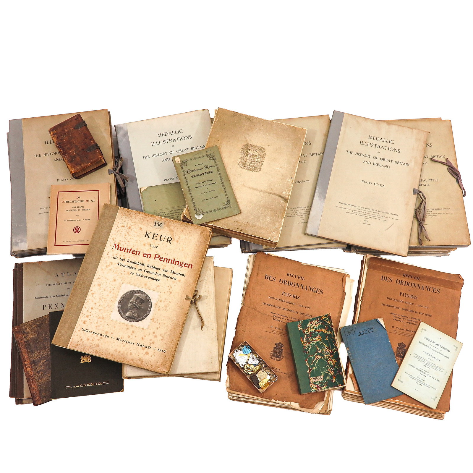 A Group of Books: from various books, including Keur van Munten en Penningen, 1910