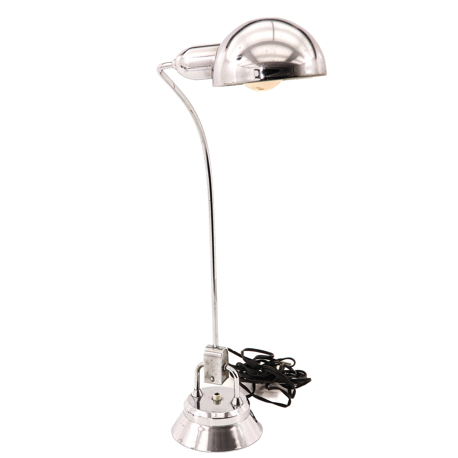 A Desklamp by Charlotte Perriand: by Charlotte Perriand, designed in 1935, chrome-plated metal with adjustable arm, height 63 cm