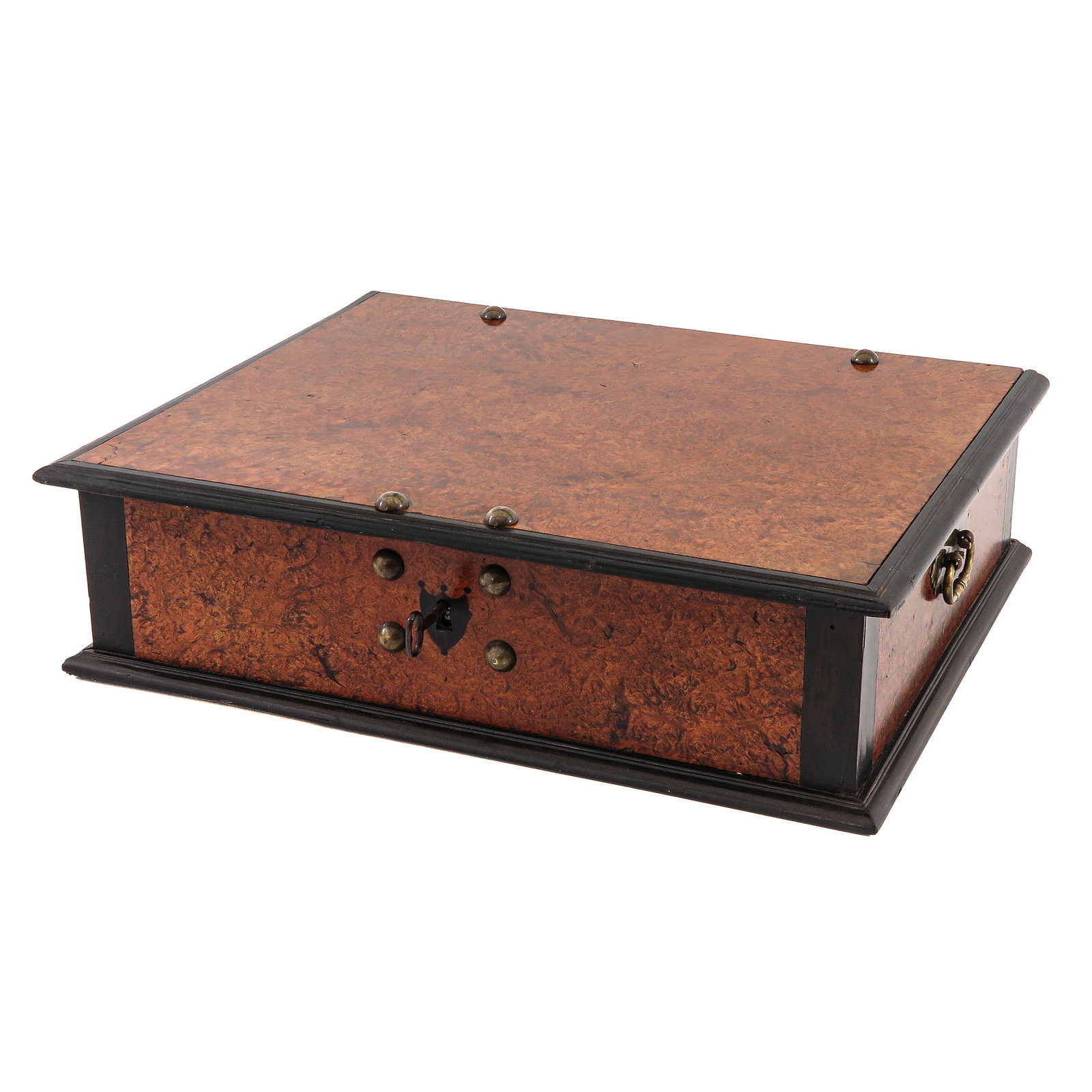A Writing Desk: colonial, clad with Moroccan thuja root wood, 56 x 15 x 44 cm