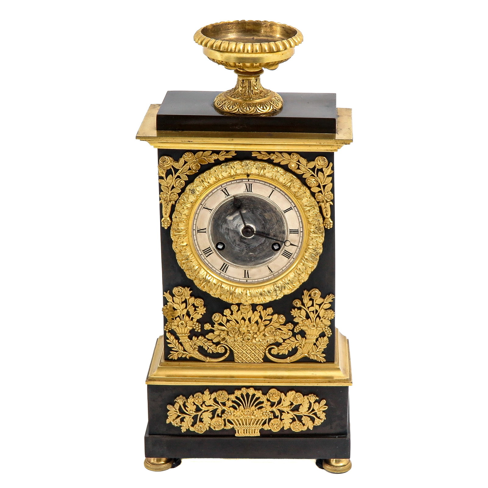 A Pendule: France, ca. 1840, gilded and patinated bronze, height 40 cm