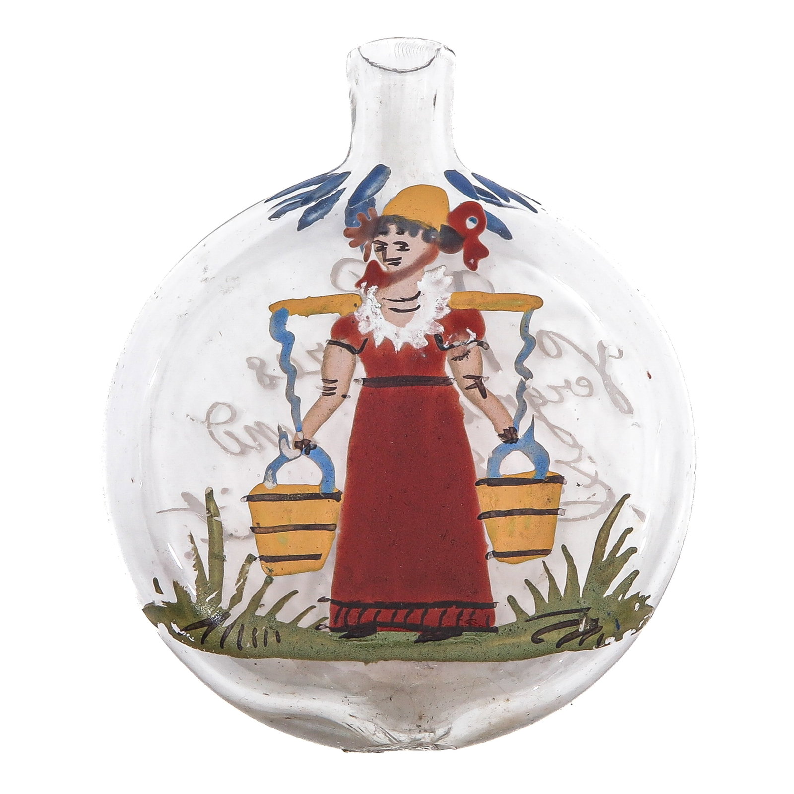 A Muizenflesje: Germany, with a depiction of a milkmaid, height 14 cm