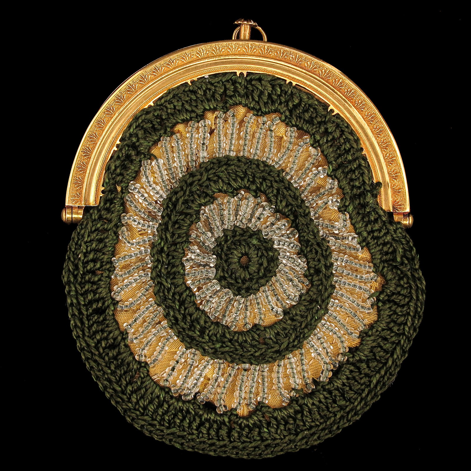 An 18KG Purse Frame: with pouch, 18 Krt. gold, H.C. Tulleners, Leeuwarden, 1876, width 8 cm