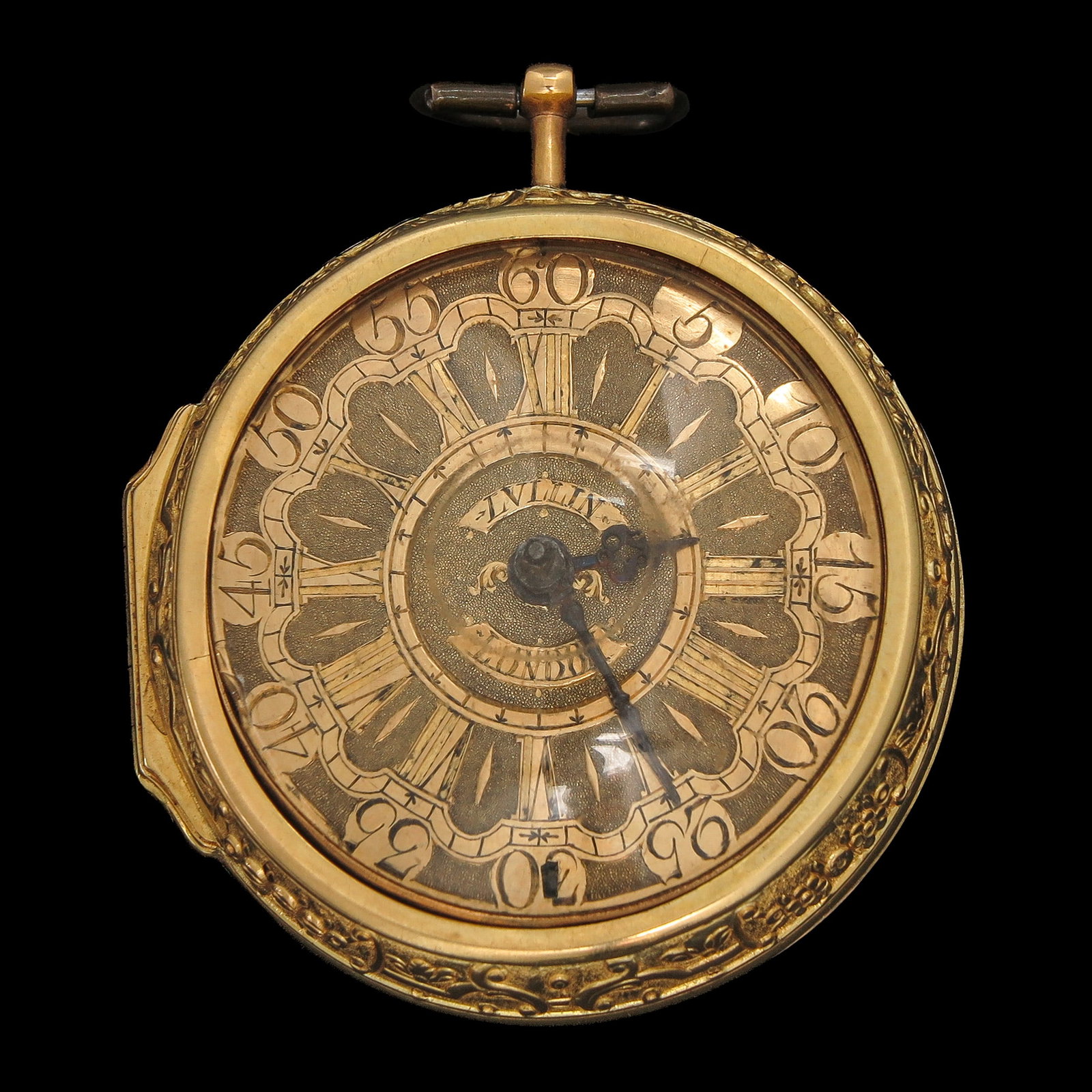 An 18KG Pocket Watch: signed Lullin, London, with 18 Krt. gold inner and outer case, the inner case marked IA under the crown for Isaac Albert (master 1734), dial with Roman and Arabic numerals, with original papers in the