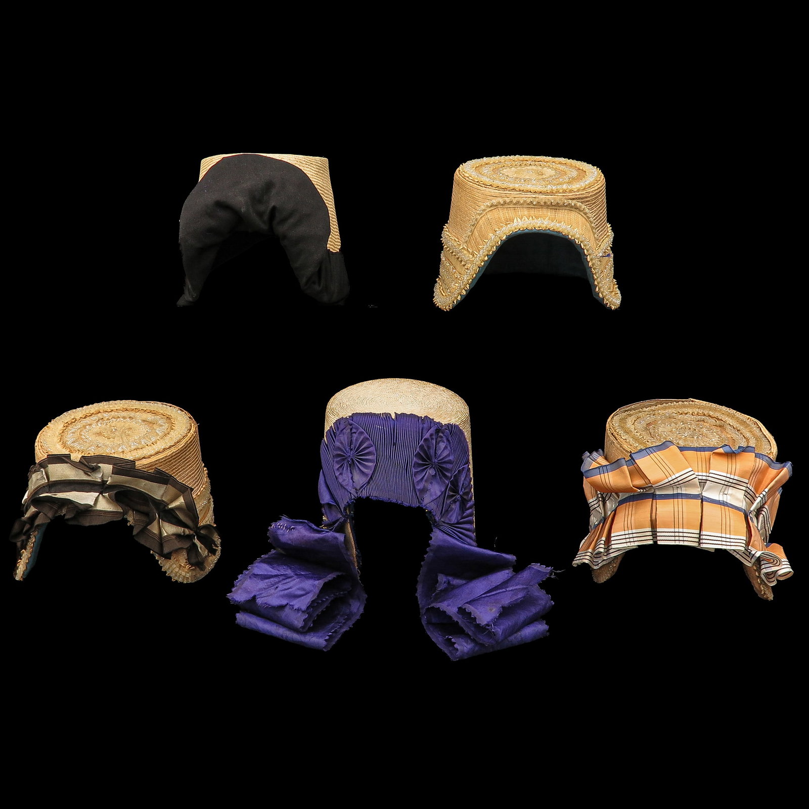 A Group of Dutch Bonnets: of 5 bonnets, consisting of 3 from South Beveland, one from Walcheren and one from North Holland