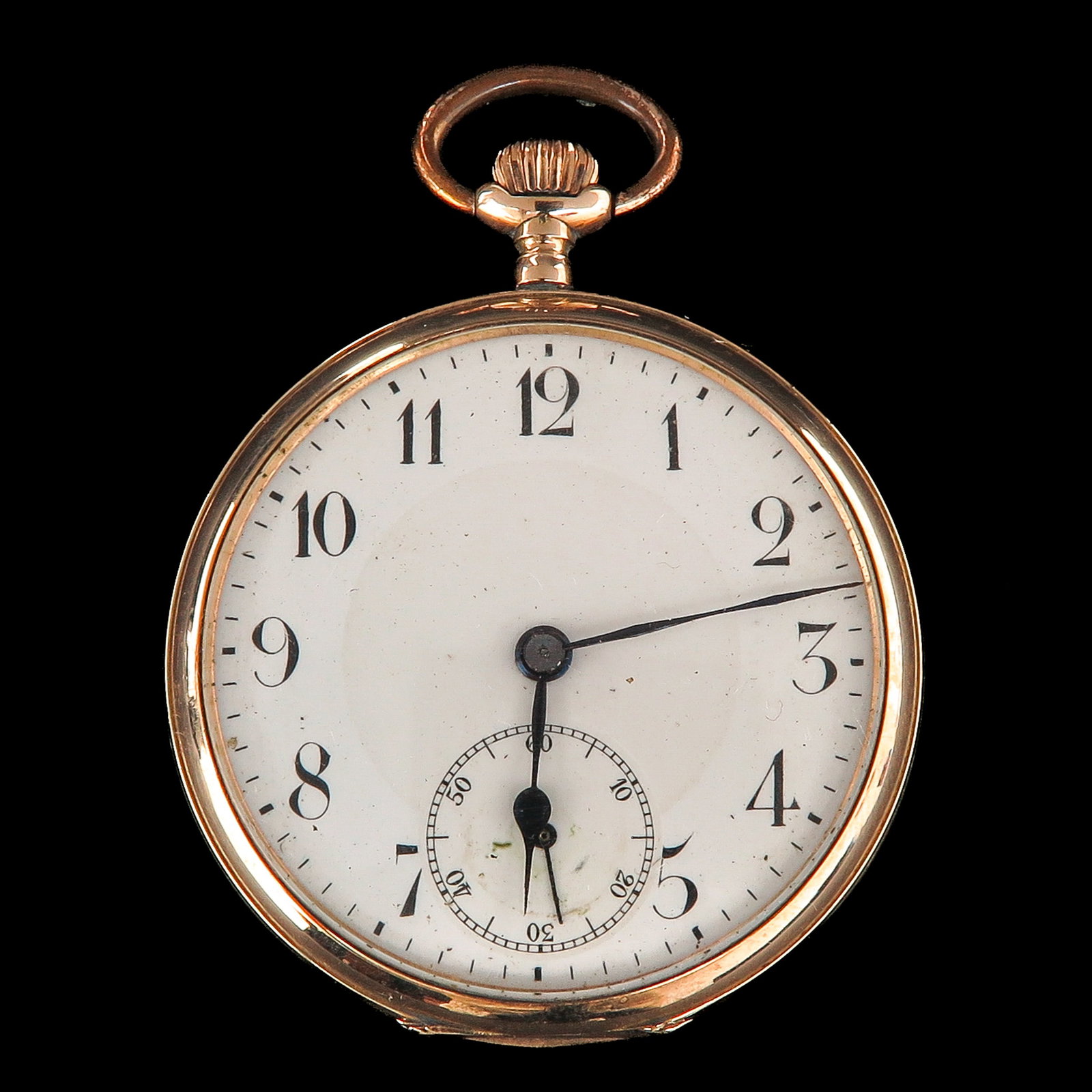 A 14KG Pocket Watch: 14 Krt. gold, with small seconds, diameter 47 mm