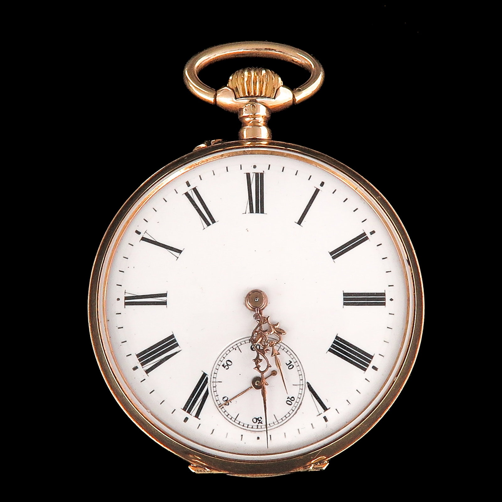 A 14KG Pocket Watch: 14 Krt. gold, with small seconds, diameter 45 mm