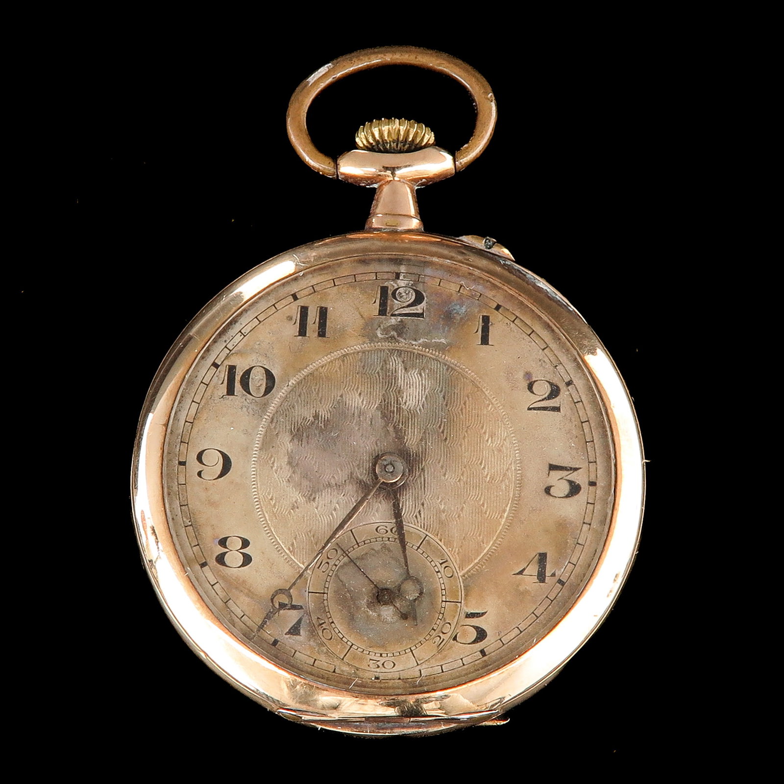 A 14KG Pocket Watch: 14 Krt. gold, diameter 45 mm