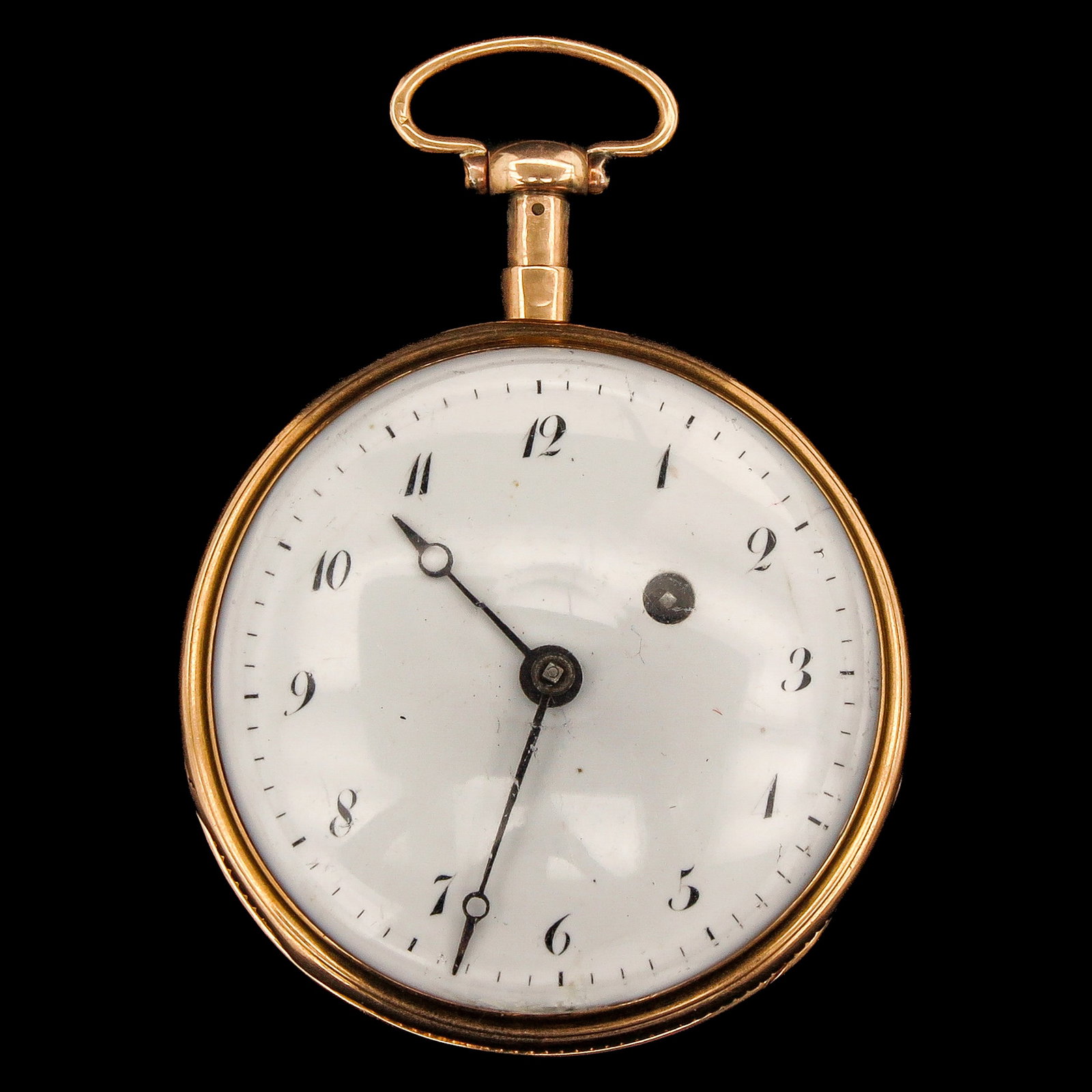 An 18KG Pocket Watch: 18 Krt. gold outer case, with repetition, movement signed Boulu, diameter 46 mm, with key