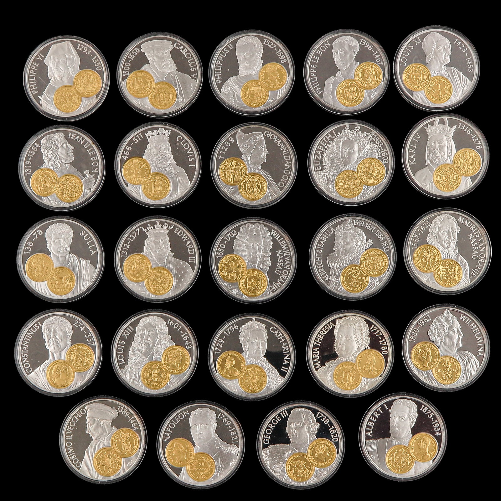 A Cassette with Coins and Medals: with coins and medals, including silver