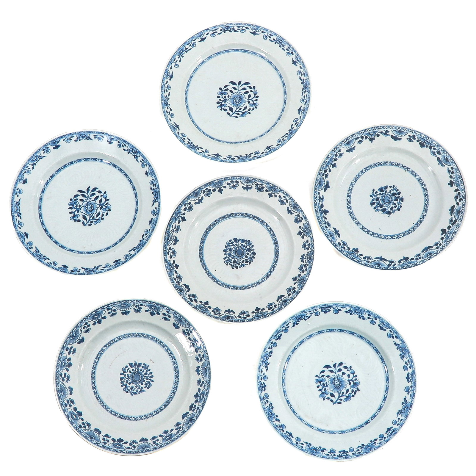 A Group of 6 Blue and White Plates (1 of 8)