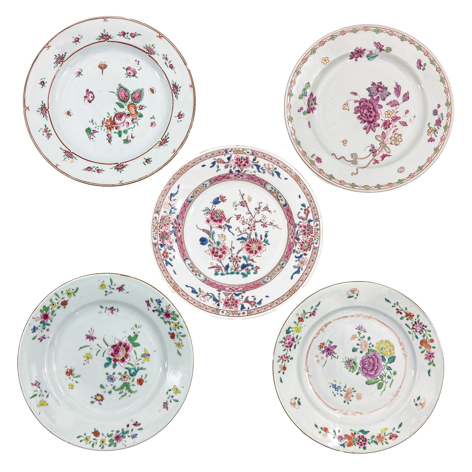 A Collection of 5 Famille Rose Plates (1 of 6)