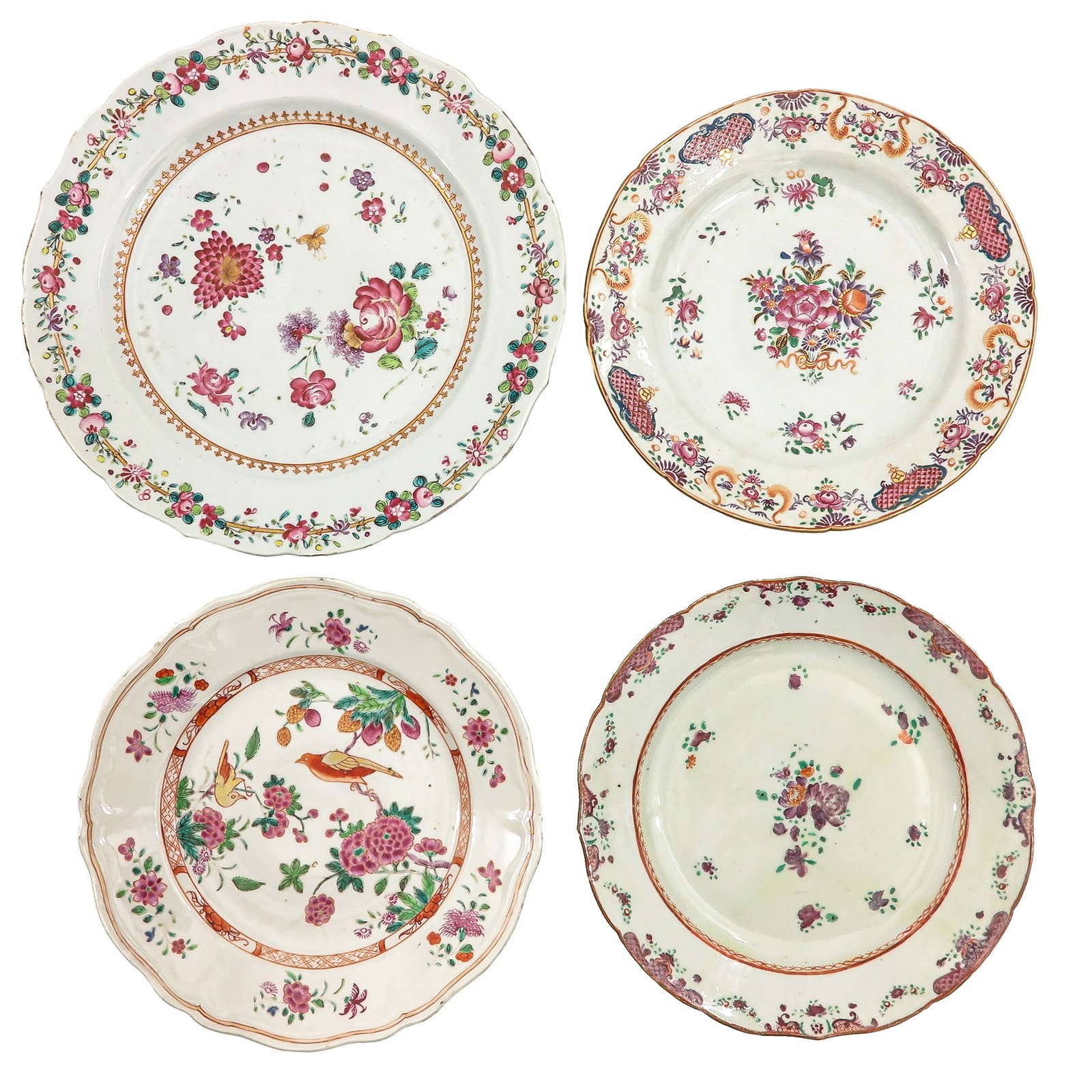 A Group of 4 Famille Rose Plates (1 of 6)