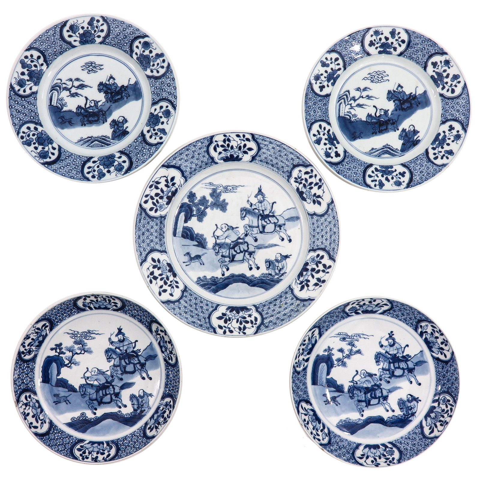 A Series of 5 Blue and White Plates (1 of 8)