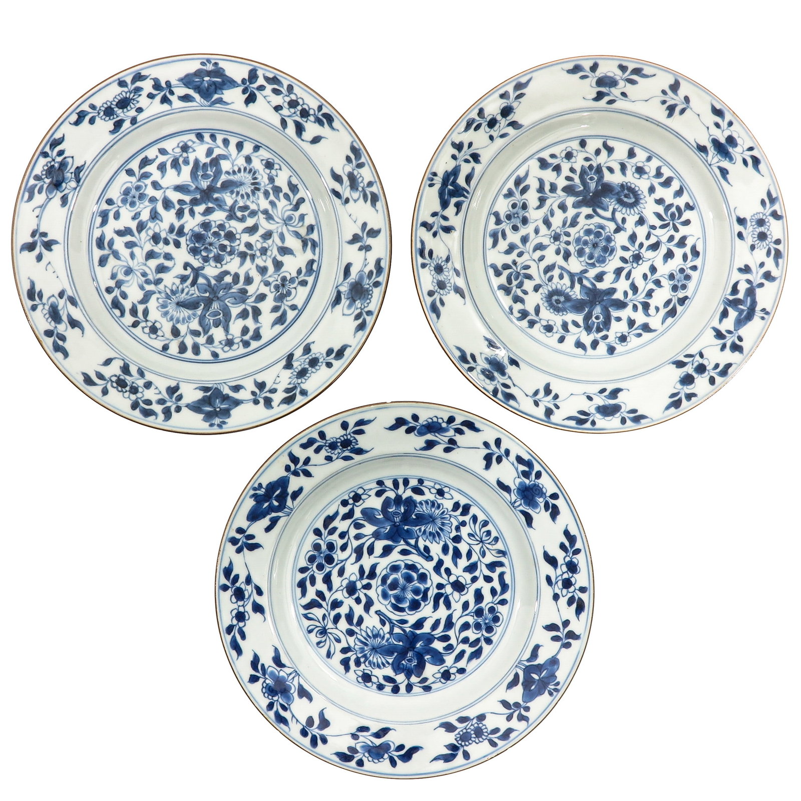 A Series of 3 Blue and White Plates (1 of 8)