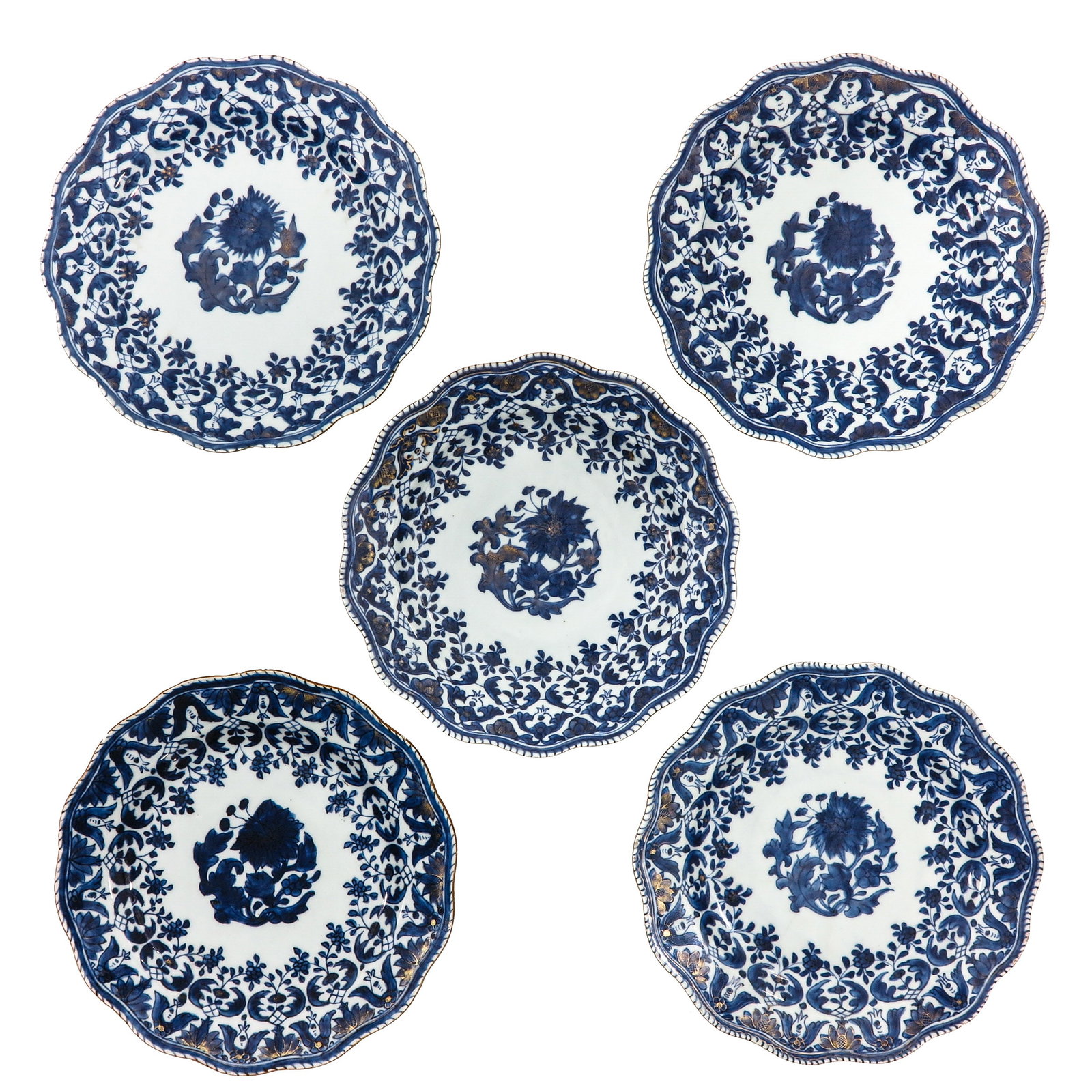 A Series of 5 Blue and White Plates (1 of 6)