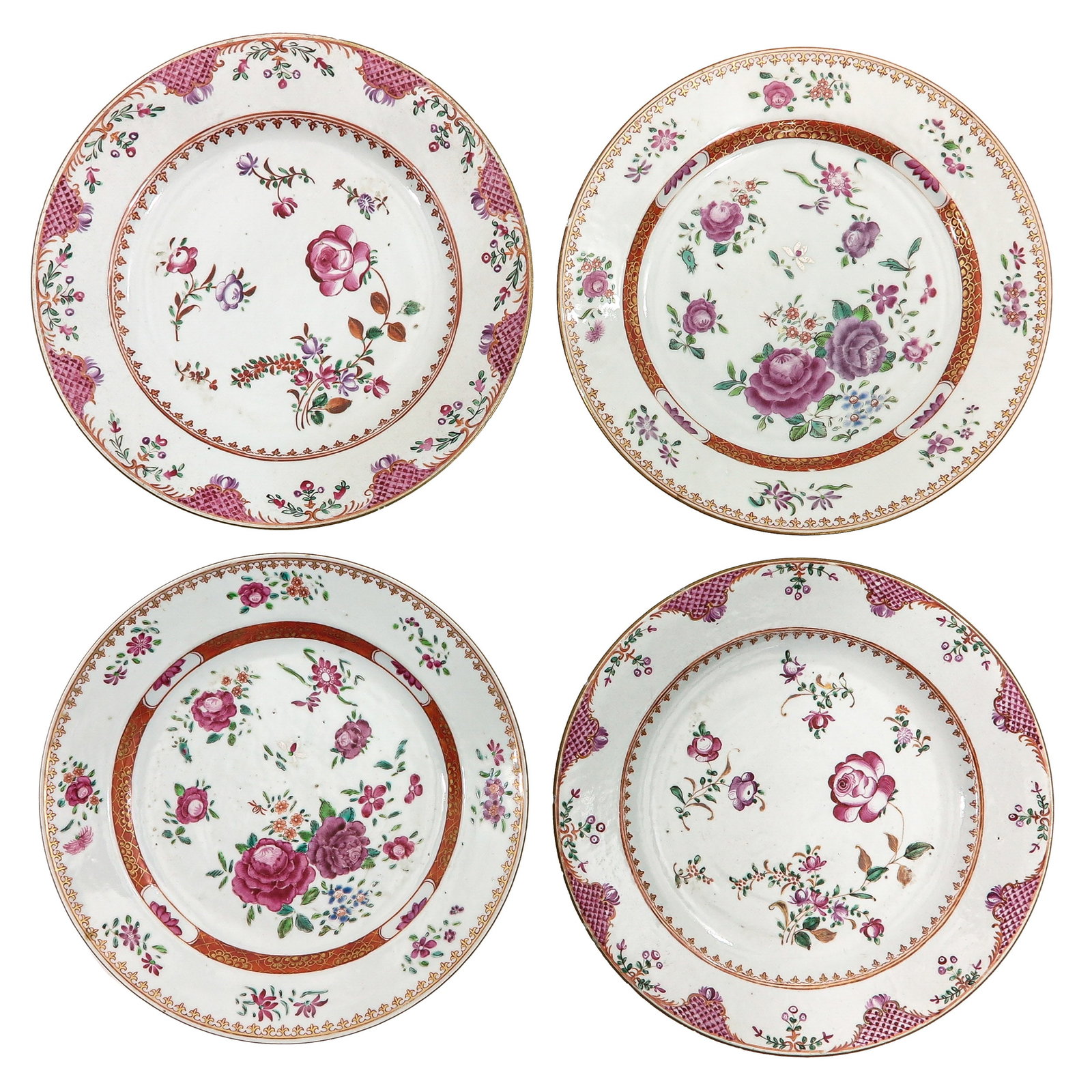 A Lot of 4 Famille Rose Plates (1 of 6)
