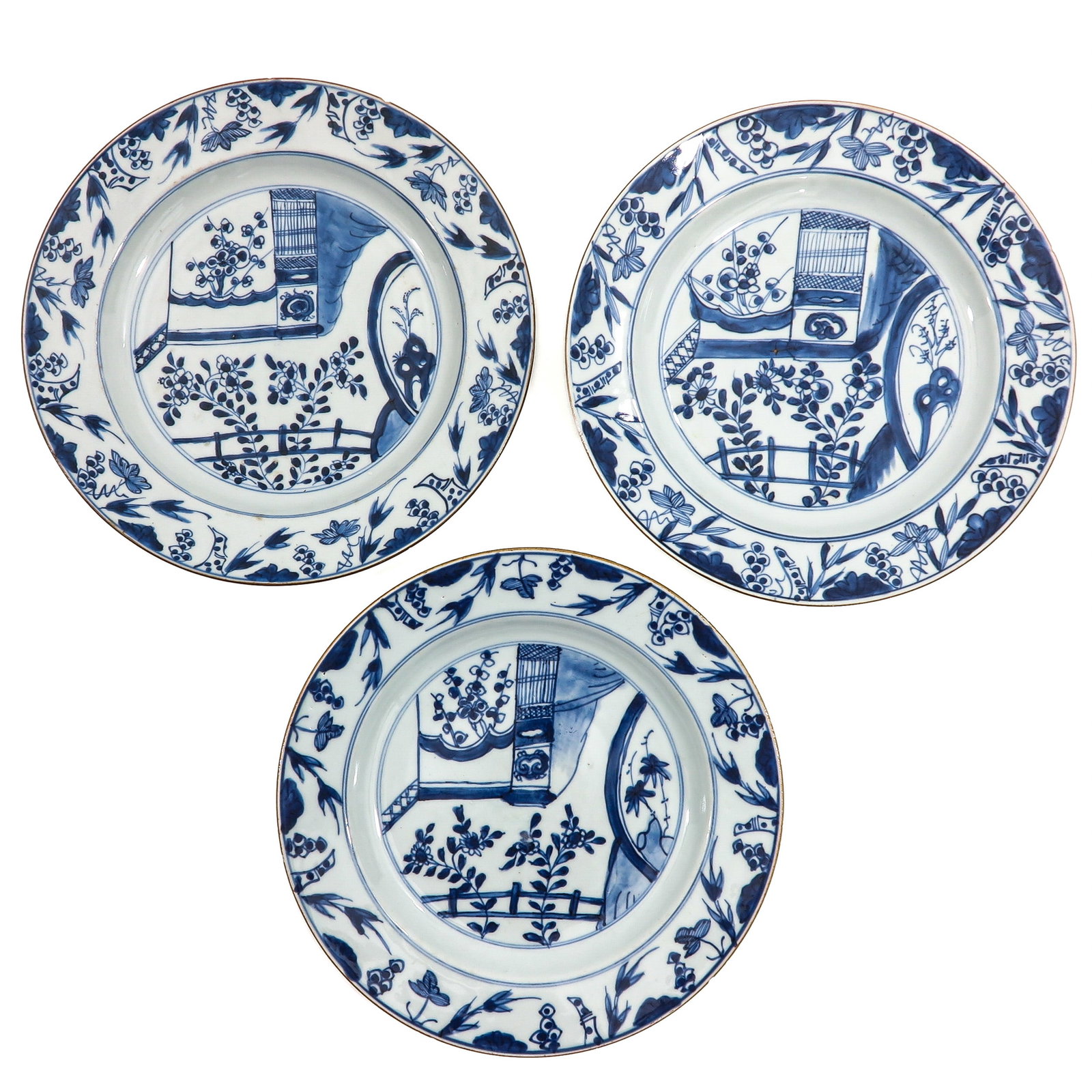 A Series of 3 Blue and White Plates (1 of 8)
