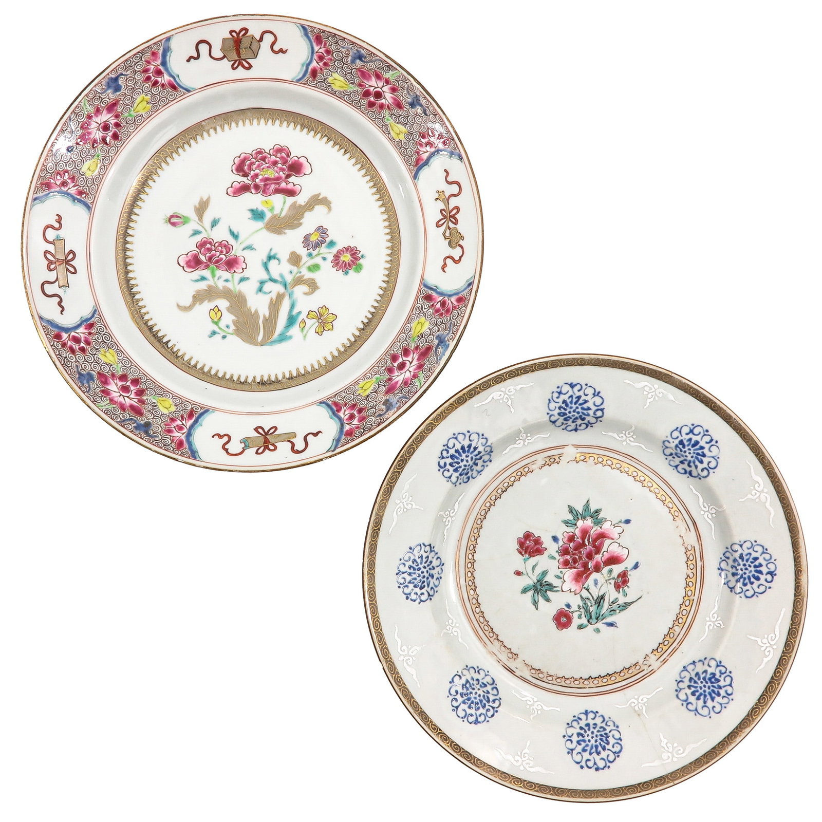 A Group of 2 Famille Rose Plates (1 of 6)