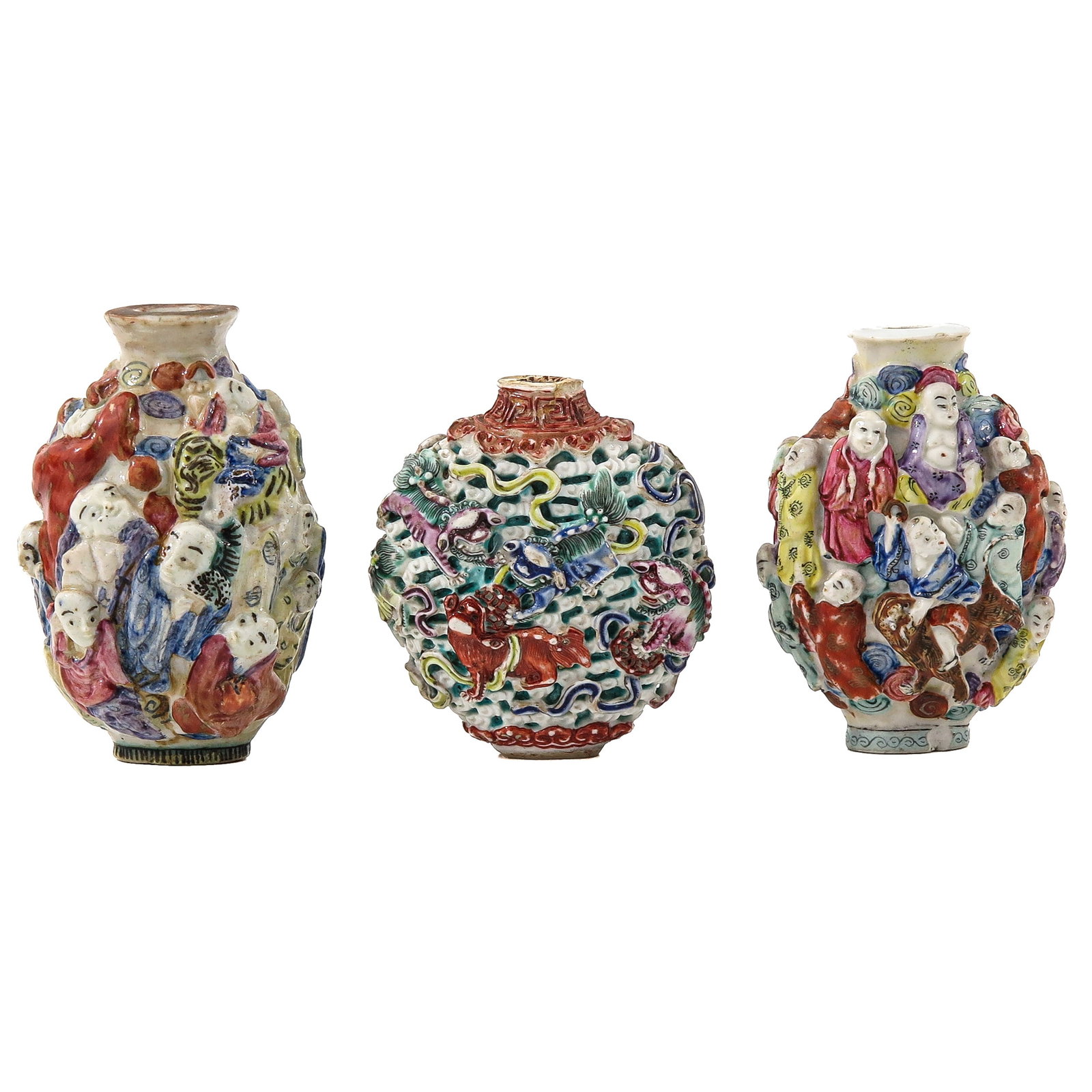 A Group of 3 Famille Rose Snuff Bottles (1 of 6)