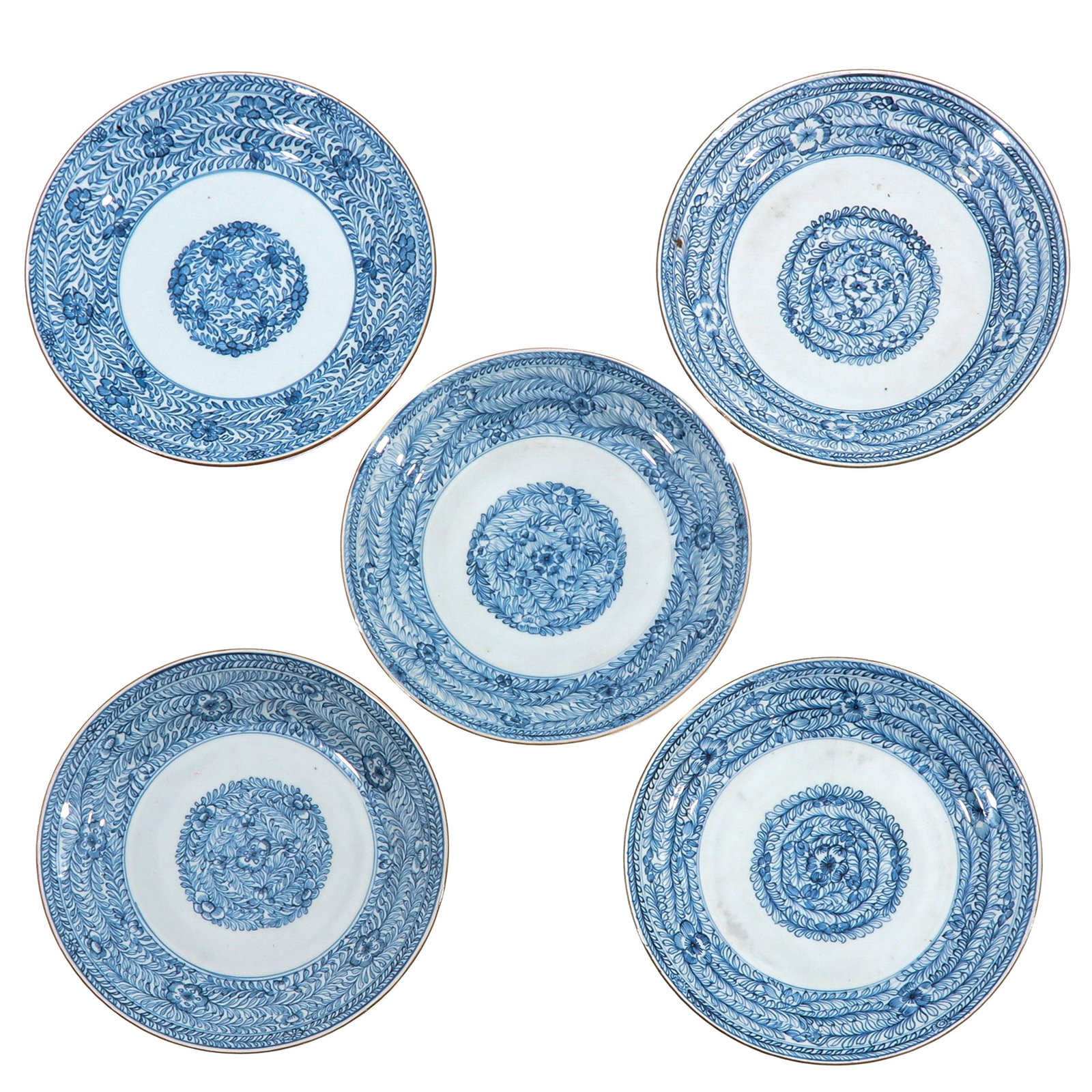 A Set of 5 Blue and White Plates (1 of 8)