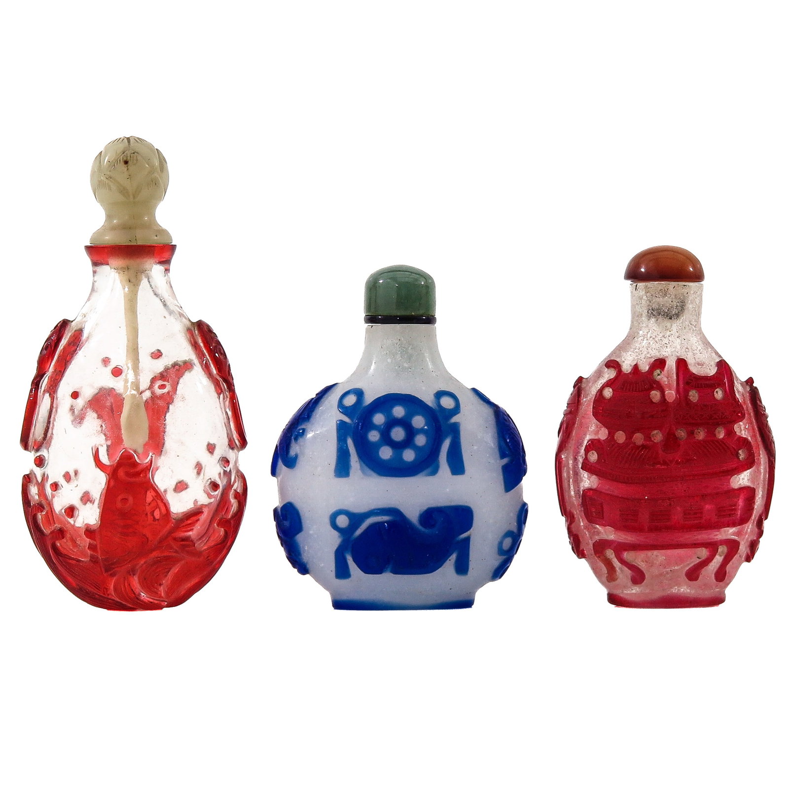 A Group of 3 Peking Glass Snuff Bottles (1 of 6)