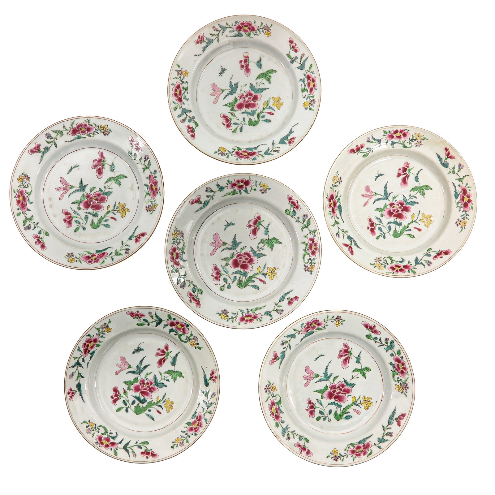 A Set of 6 Famille Rose Plates (1 of 8)