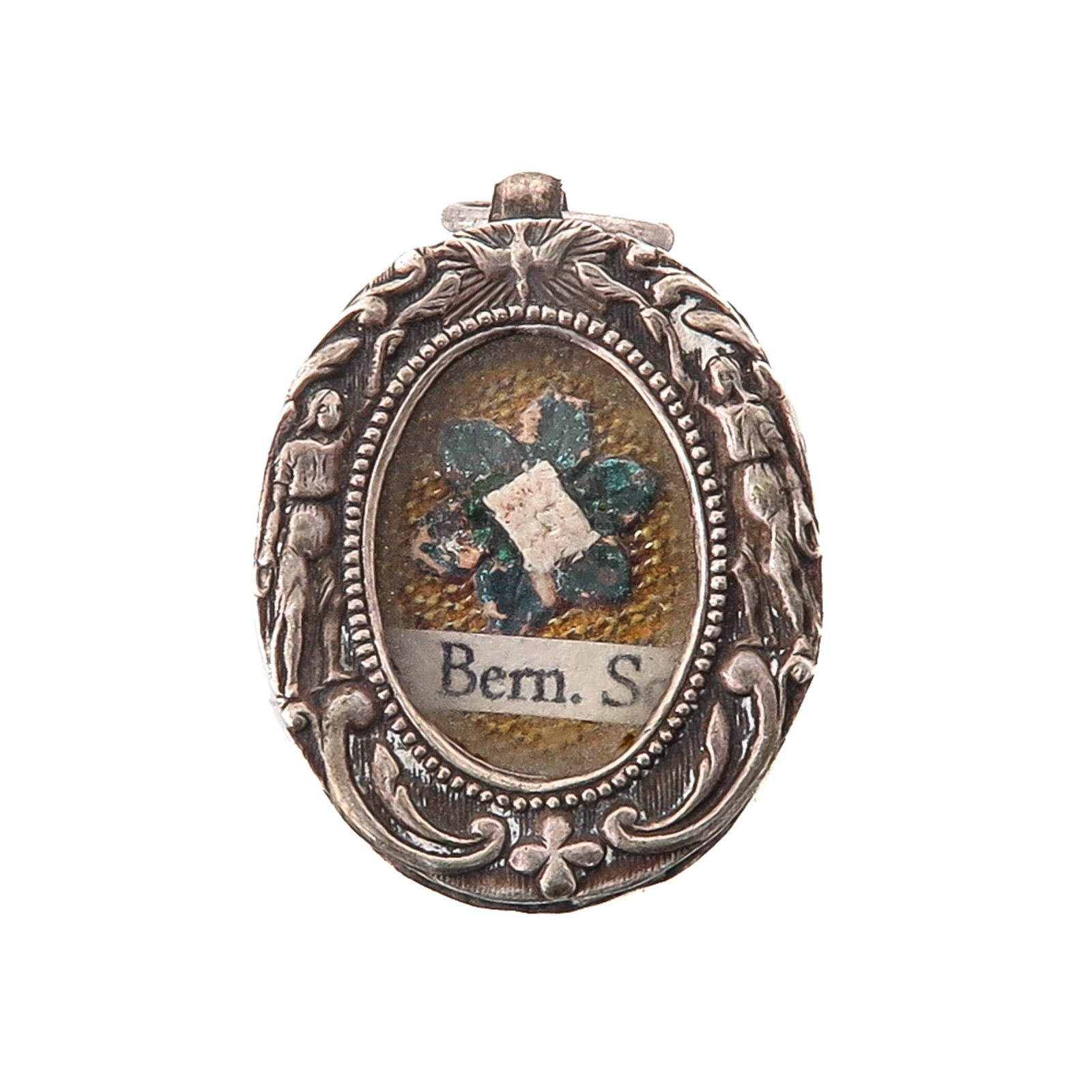 Sealed Theca: silver, containing a relic of Saint Bernadette Soubirous (visionary of Lourdes), length 2.5 cm, you are purchasing the reliquary, the relics are a gift