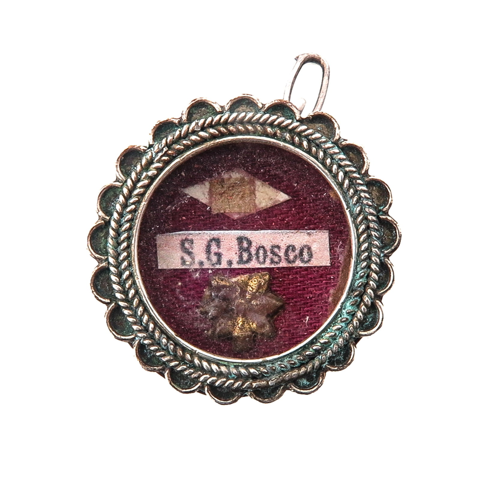 Sealed Theca: silver, containing a relic of Saint John Bosco (priest, patron of youth and educators), diameter 2.5 cm., you are purchasing the reliquary, the relics are a gift