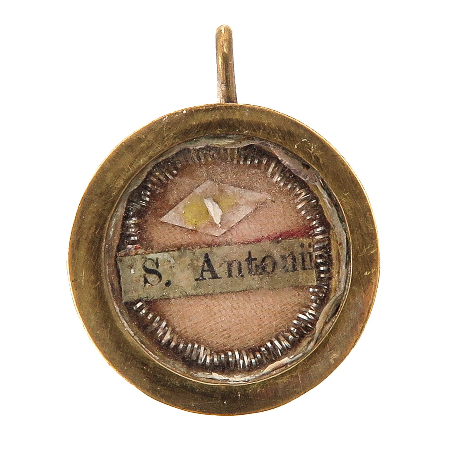 Sealed theca: containing a relic of Saint Anthony of Padua (priest, patron of lost objects and the poor), with certificate, diameter 2 cm., you are purchasing the reliquary, the relics are a gift
