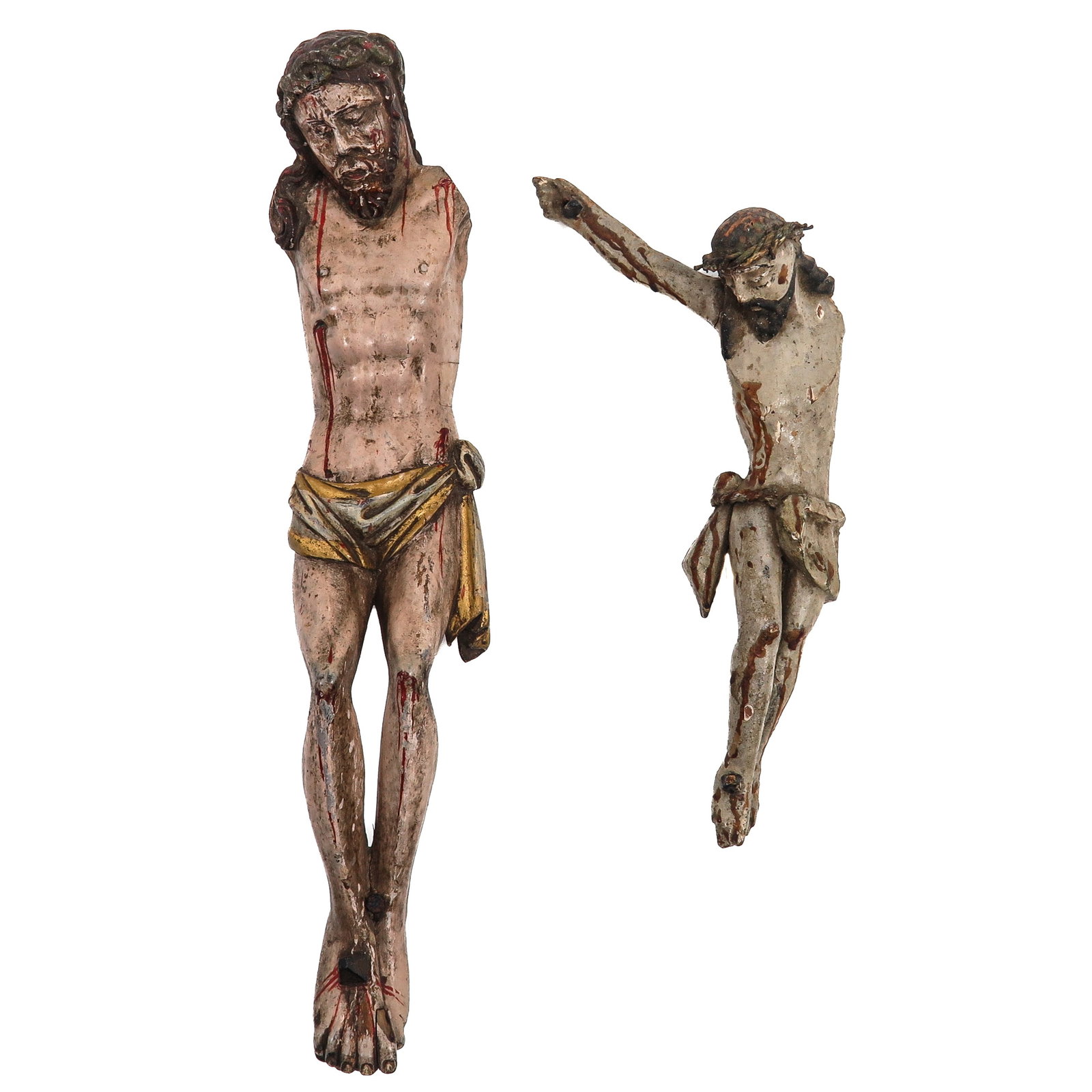 A Lot of 2 18th Century Corpus Christi Sculptures: of two Corpus Christi statues, 18th century, carved and polychrome painted, largest 43 cm.