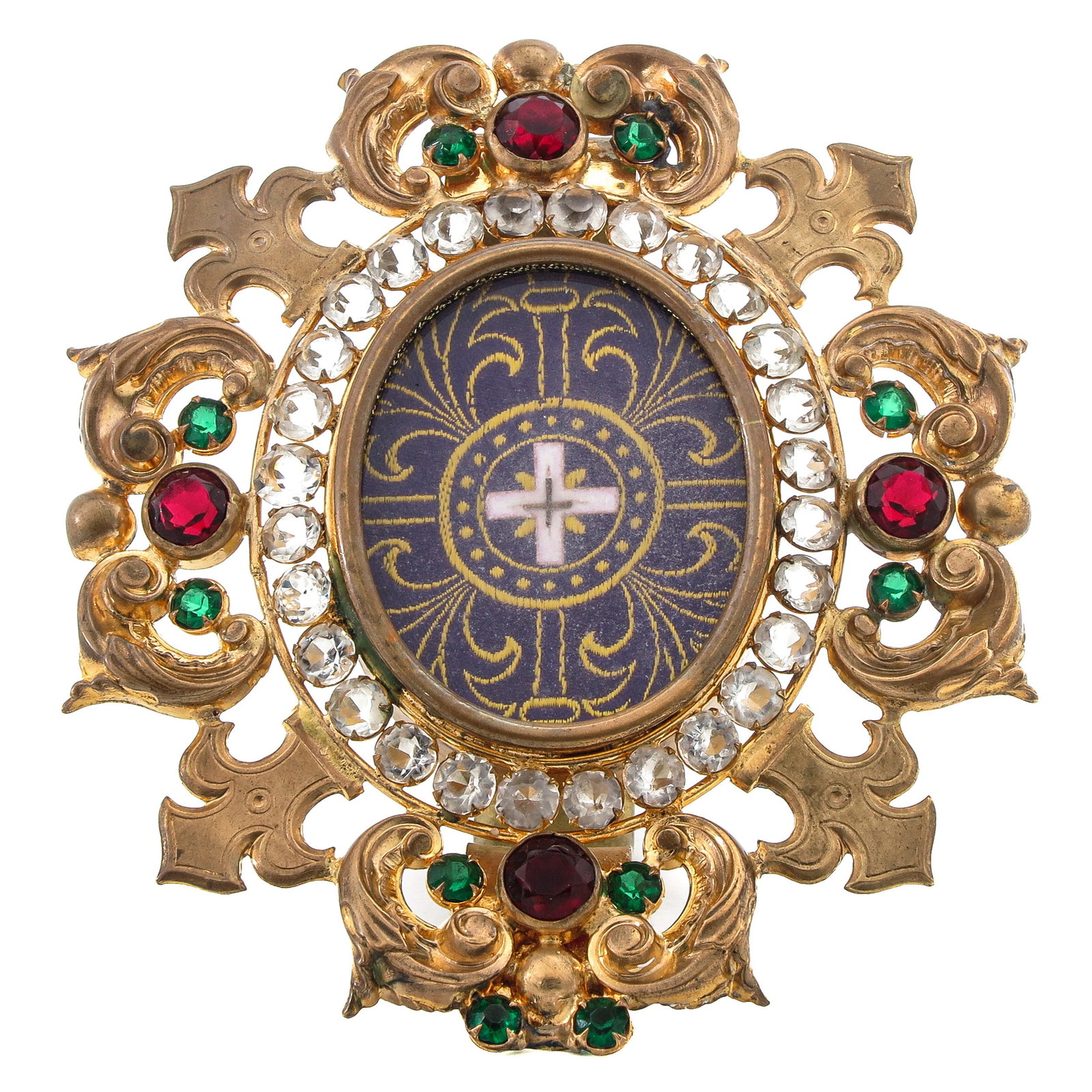 Kiss relic: set with colored stones, containing relic of the Holy Cross, 12.5 x 11.5 cm., you are buying the reliquary, the relics are a gift