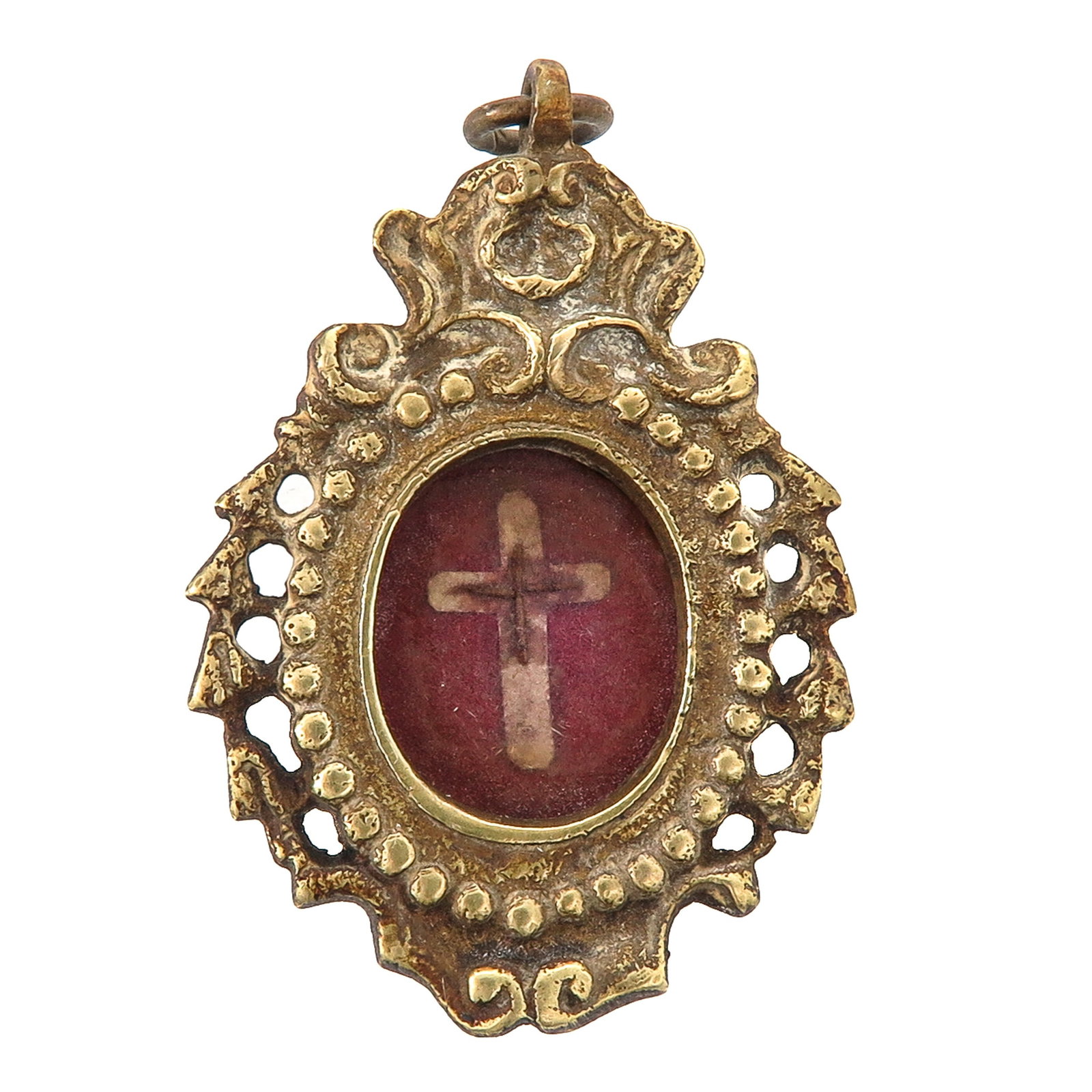 Sealed theca: bronze, containing relic of the Holy Cross, length 5 cm., you are purchasing the reliquary, the relics are a gift