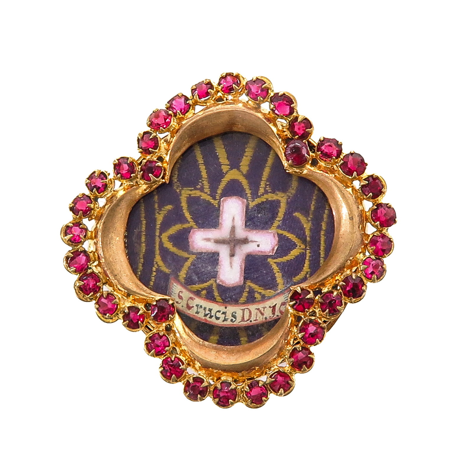 Sealed Theca: set with stones, containing a relic of the Holy Cross, diameter 5.5 cm., you are purchasing the thecae, the relics are a gift